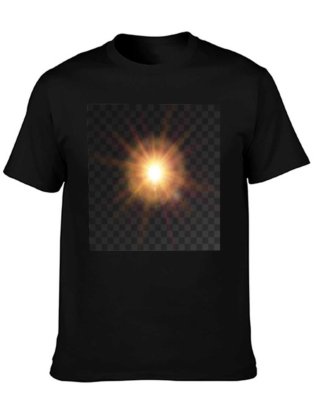 Black T-Shirt with Sun Flare Graphic