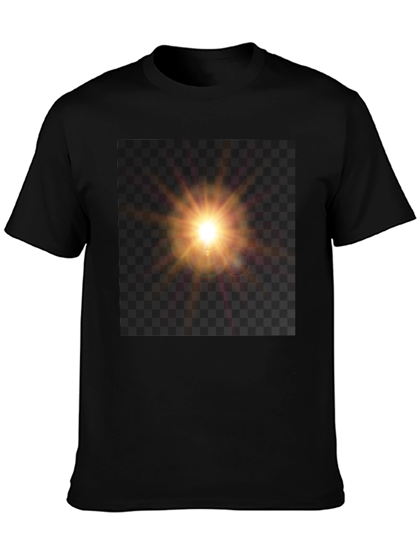 Black T-Shirt with Sun Flare Graphic