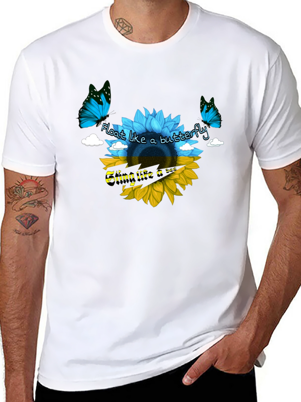 Ukraine Flag Sunflower Butterfly T-Shirt