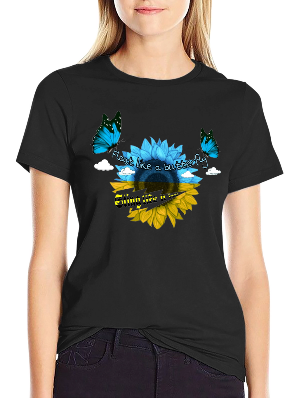 Ukraine Flag Sunflower Butterfly T-Shirt