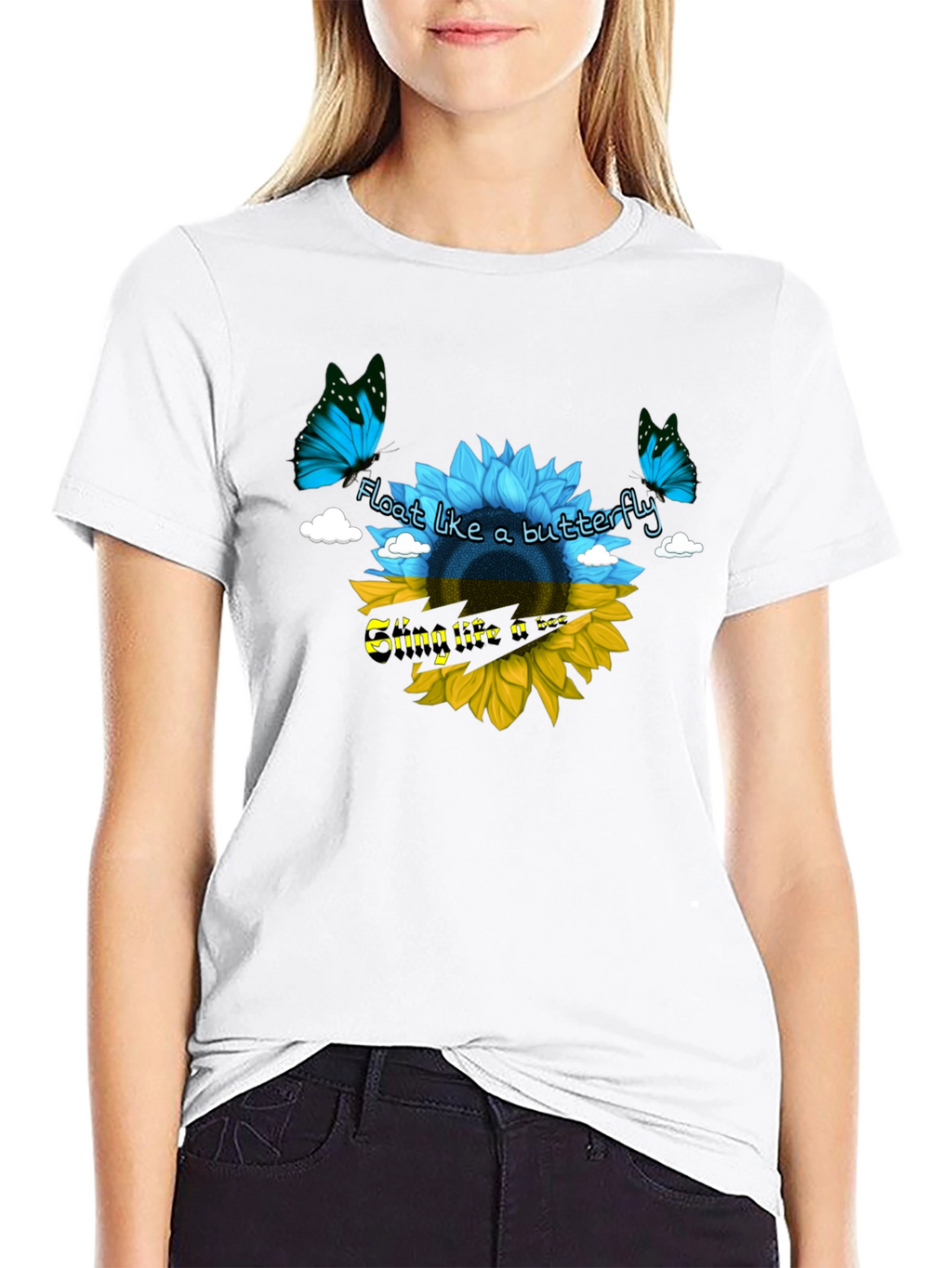 Ukraine Flag Sunflower Butterfly T-Shirt