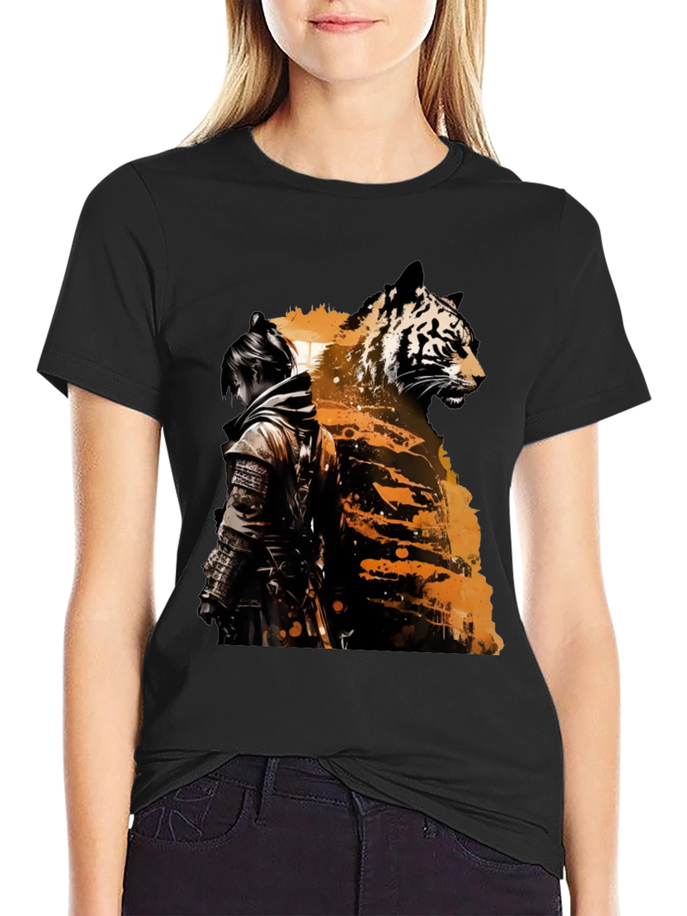 Tiger Samurai Graphic Tee - Black
