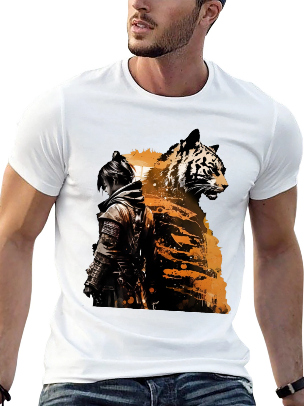 Tiger Samurai Graphic Tee - Black