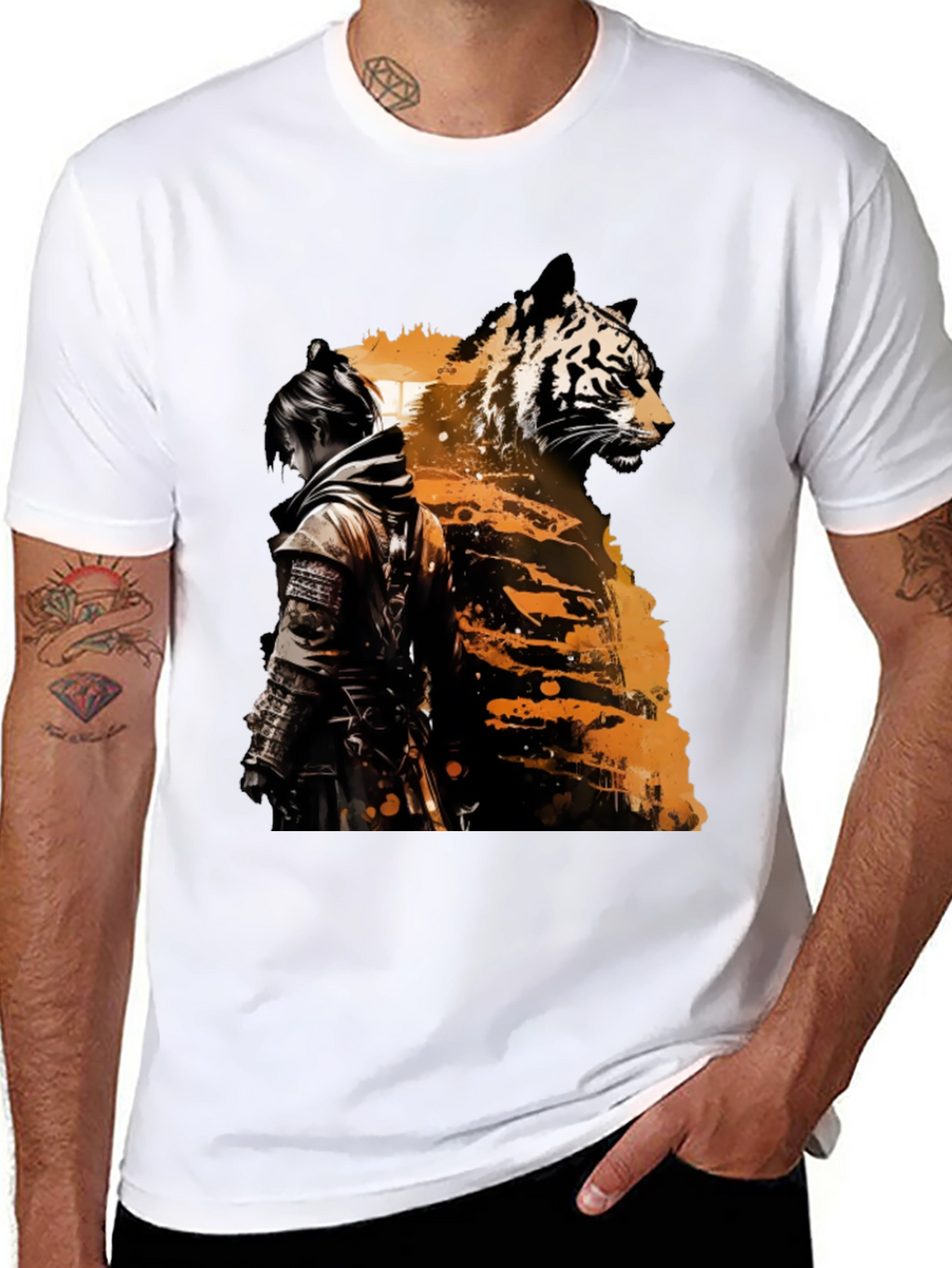Tiger Samurai Graphic Tee - Black