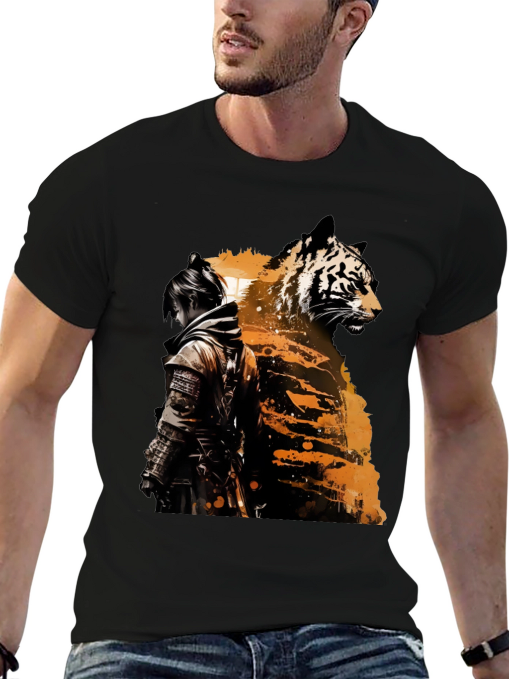 Tiger Samurai Graphic Tee - Black