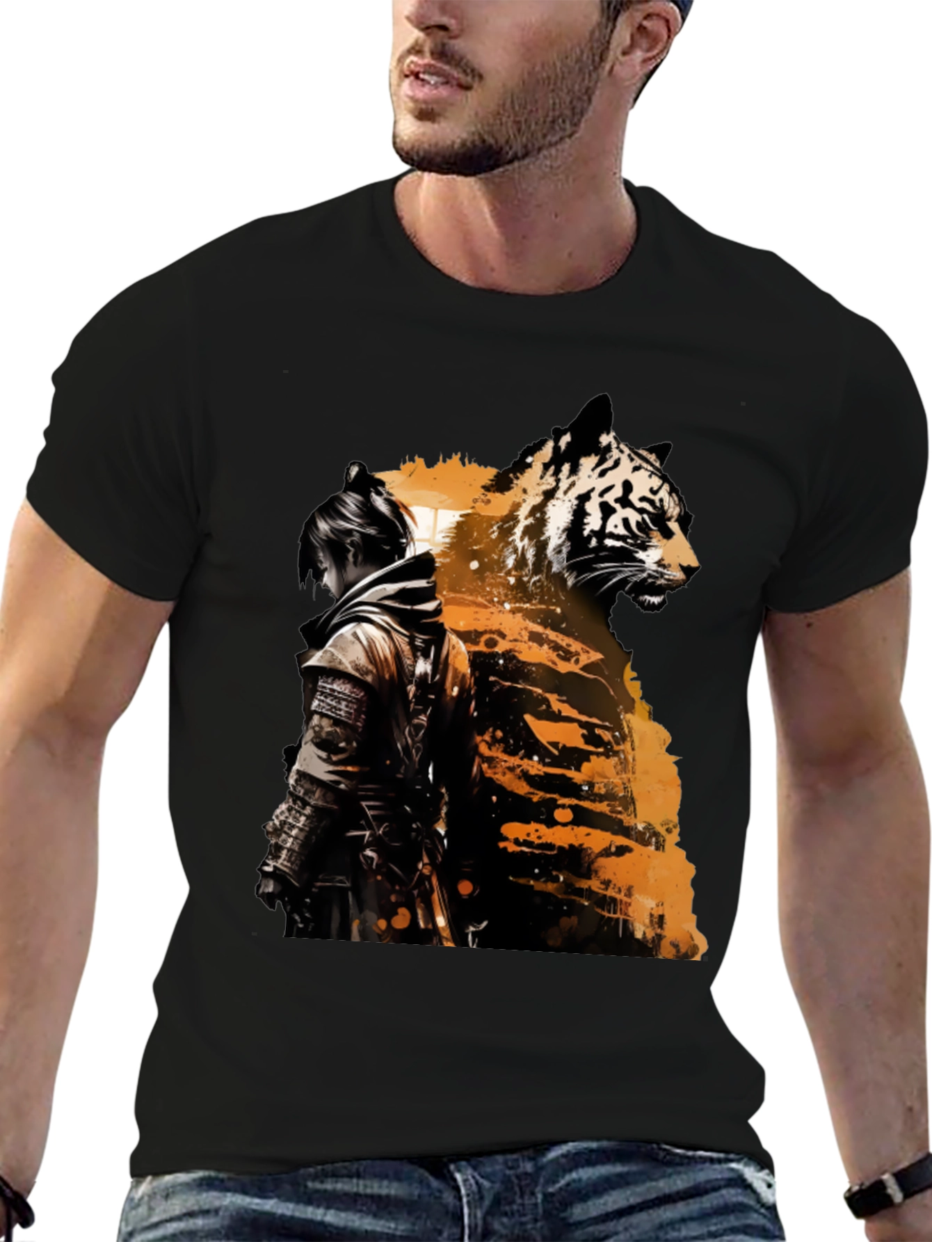 Tiger Samurai Graphic Tee - Black