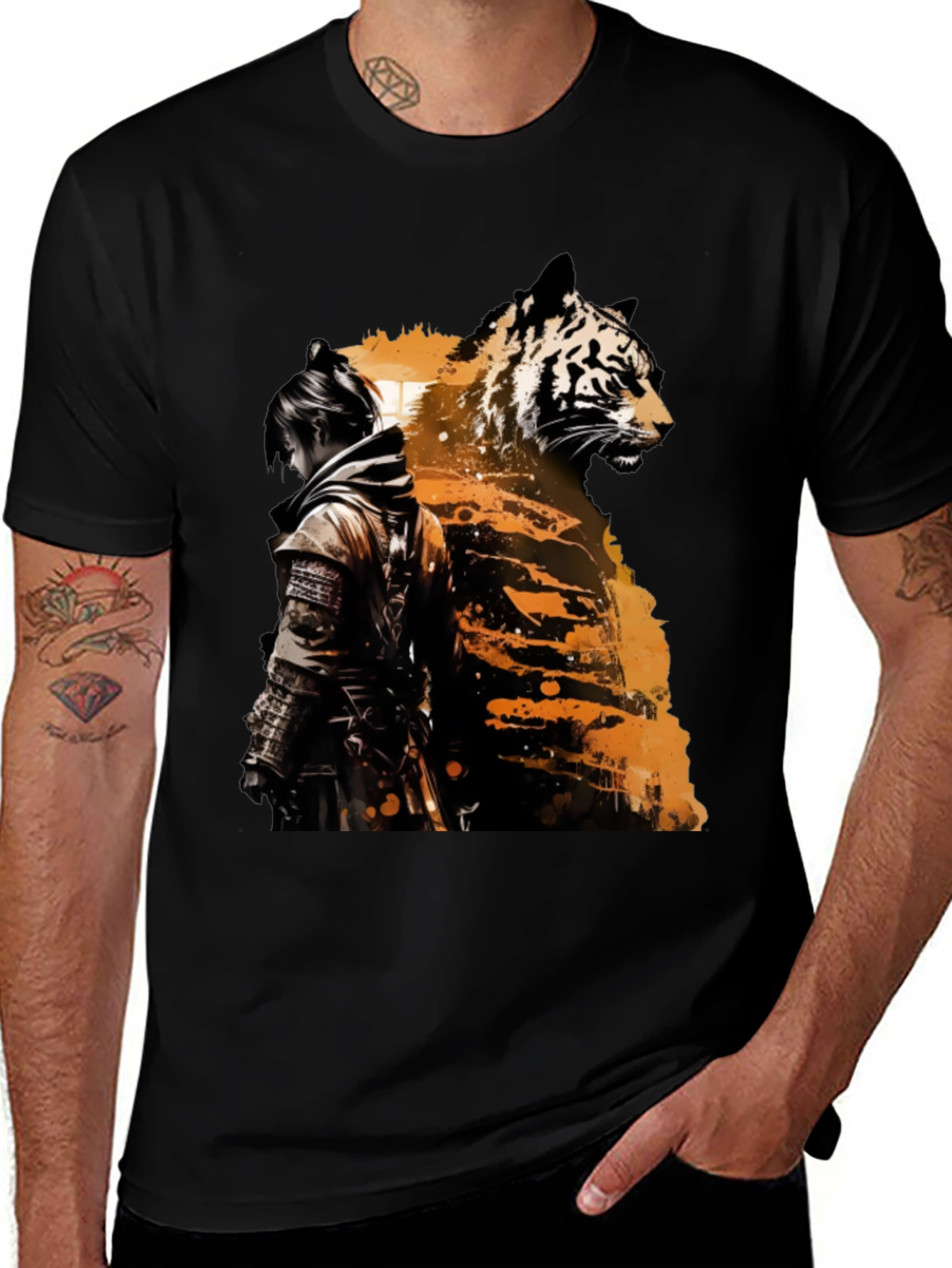 Tiger Samurai Graphic Tee - Black