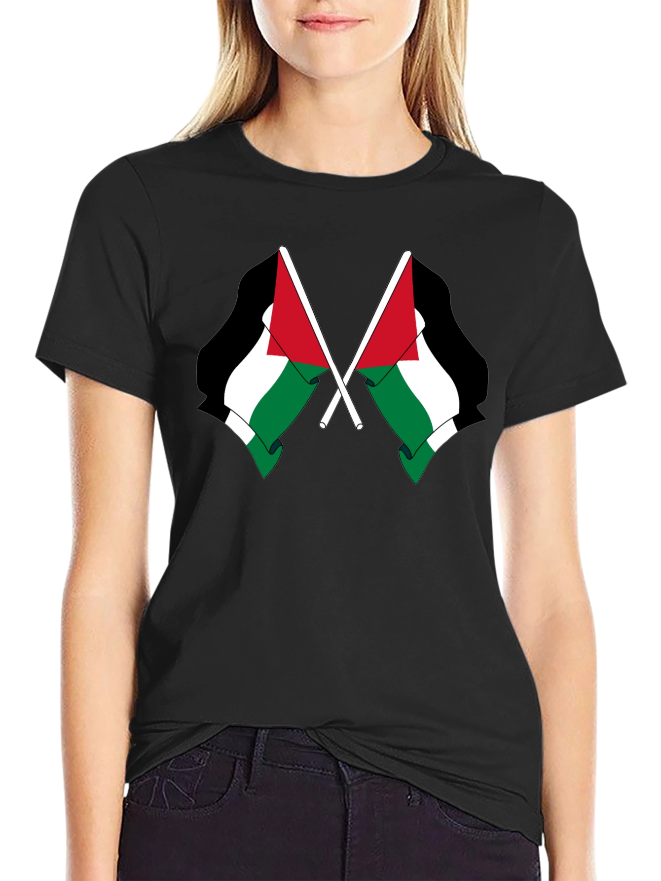 Palestine Flag T-Shirt - Mens Black Tee