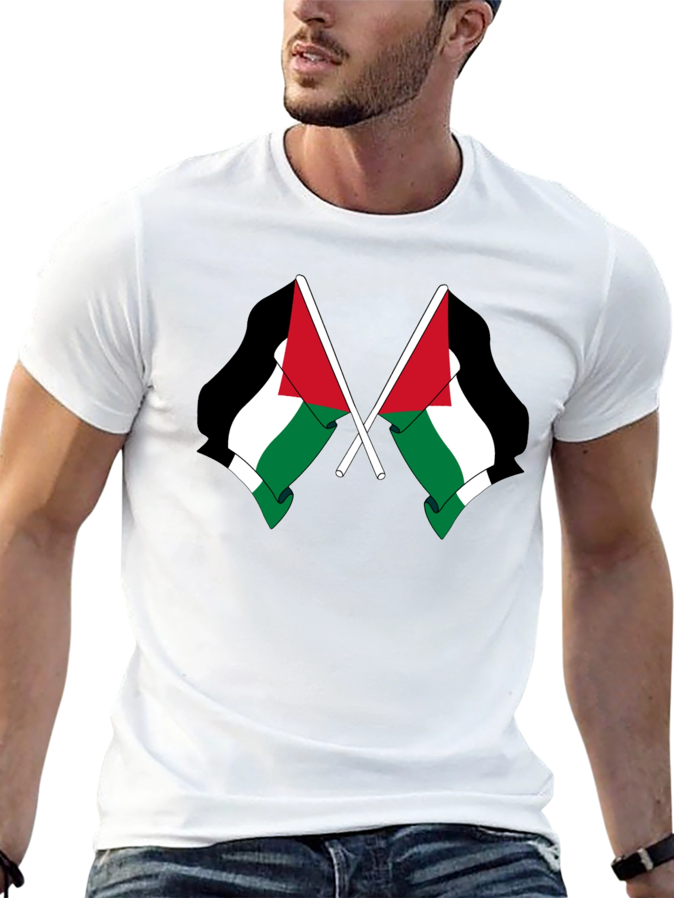 Palestine Flag T-Shirt - Mens Black Tee