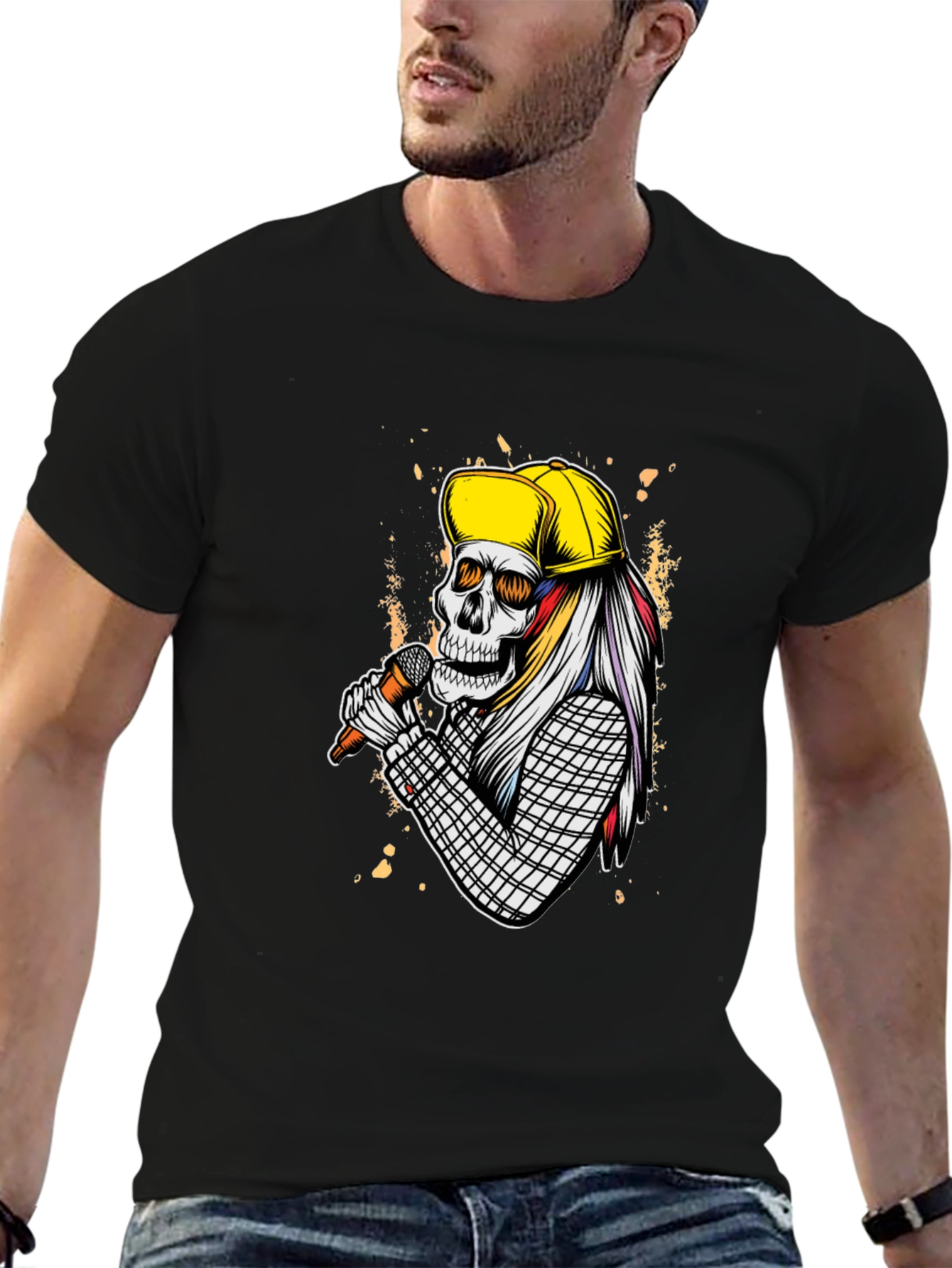 Skull Singer Graphic T-Shirt - Rock On!