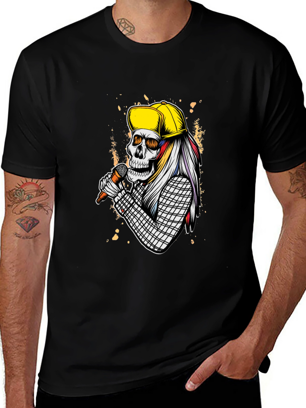 Skull Singer Graphic T-Shirt - Rock On!