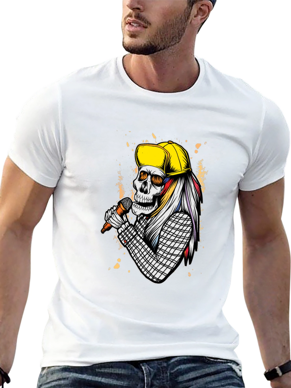 Skull Singer Graphic T-Shirt - Rock On!
