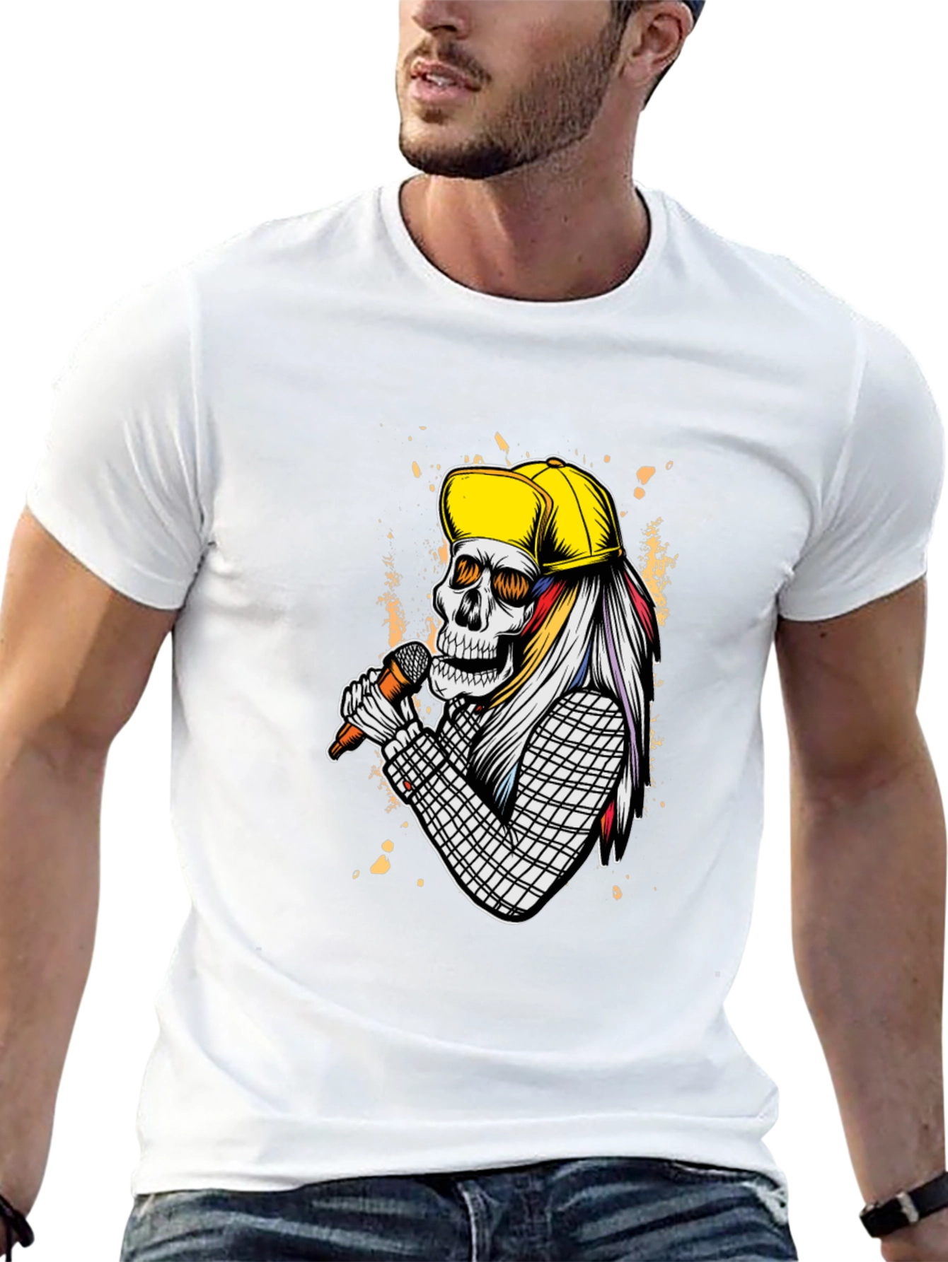 Skull Singer Graphic T-Shirt - Rock On!