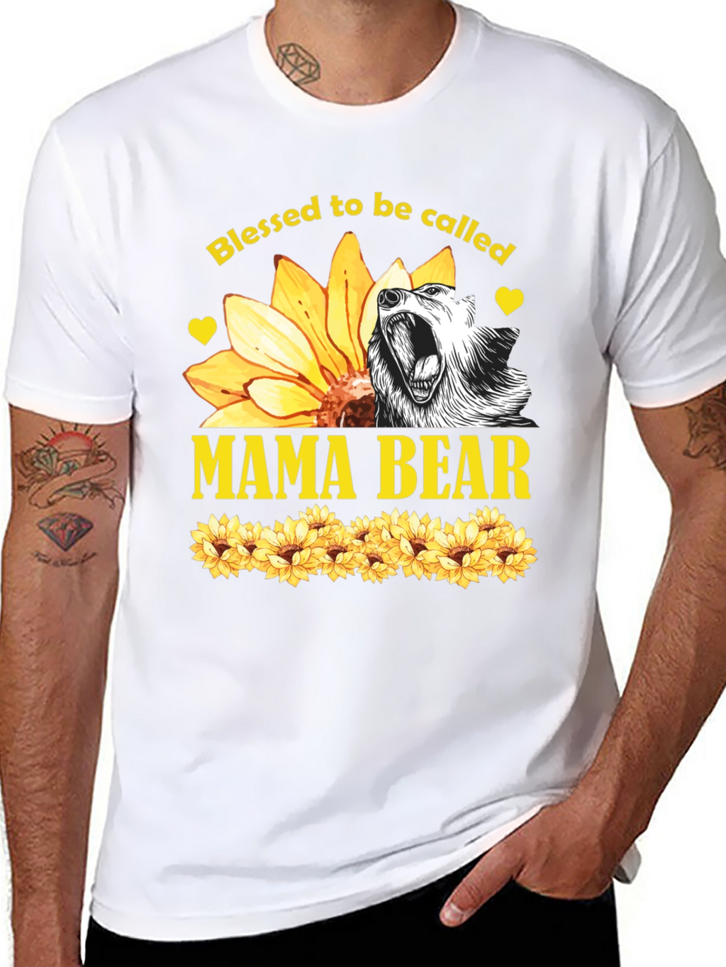 Blessed Mama Bear Sunflower Graphic Tee