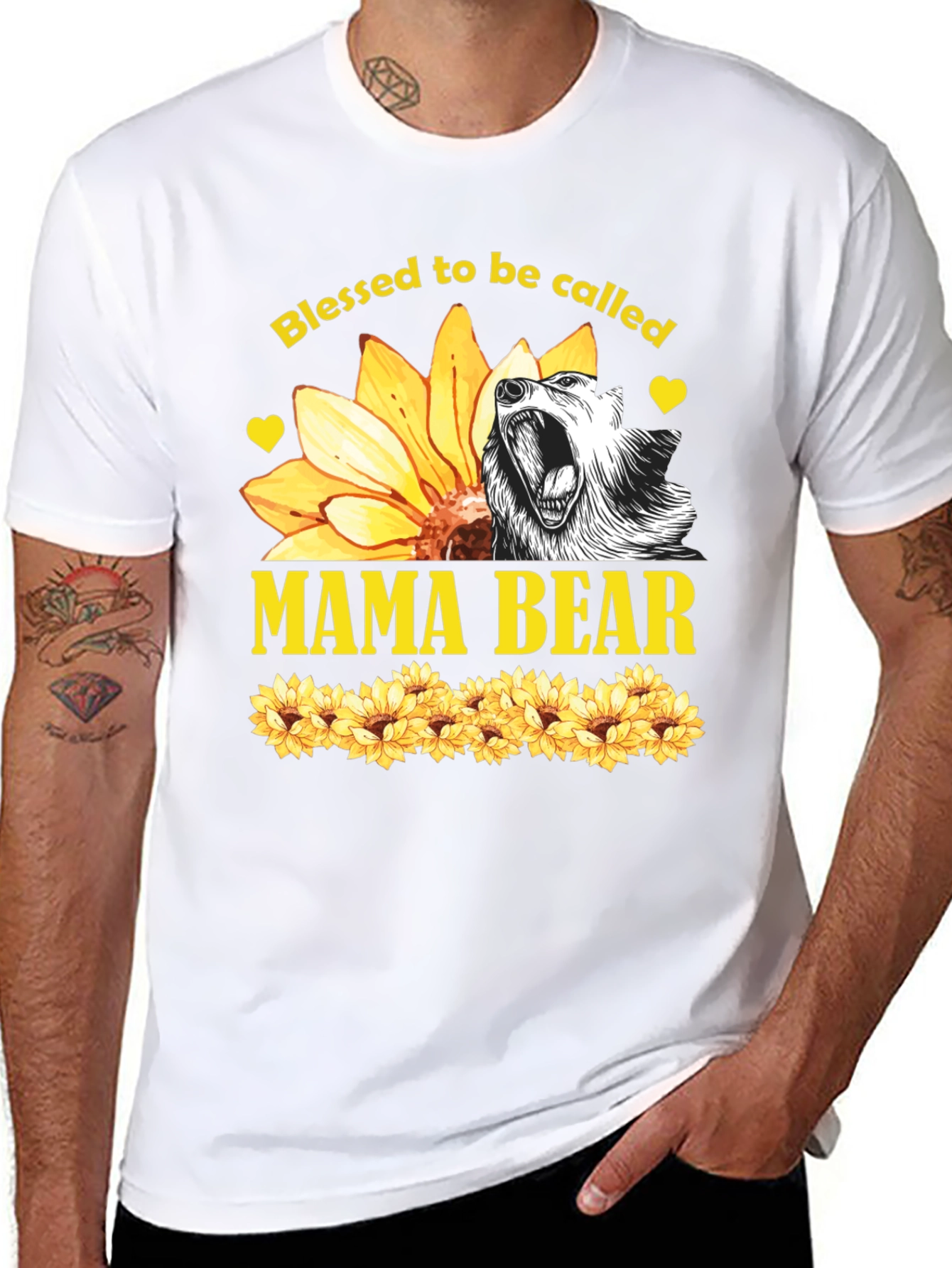 Blessed Mama Bear Sunflower Graphic Tee