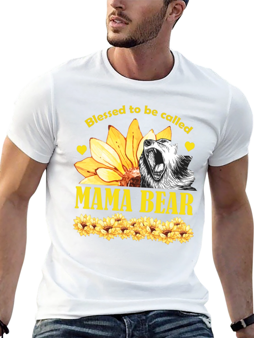 Blessed Mama Bear Sunflower Graphic Tee