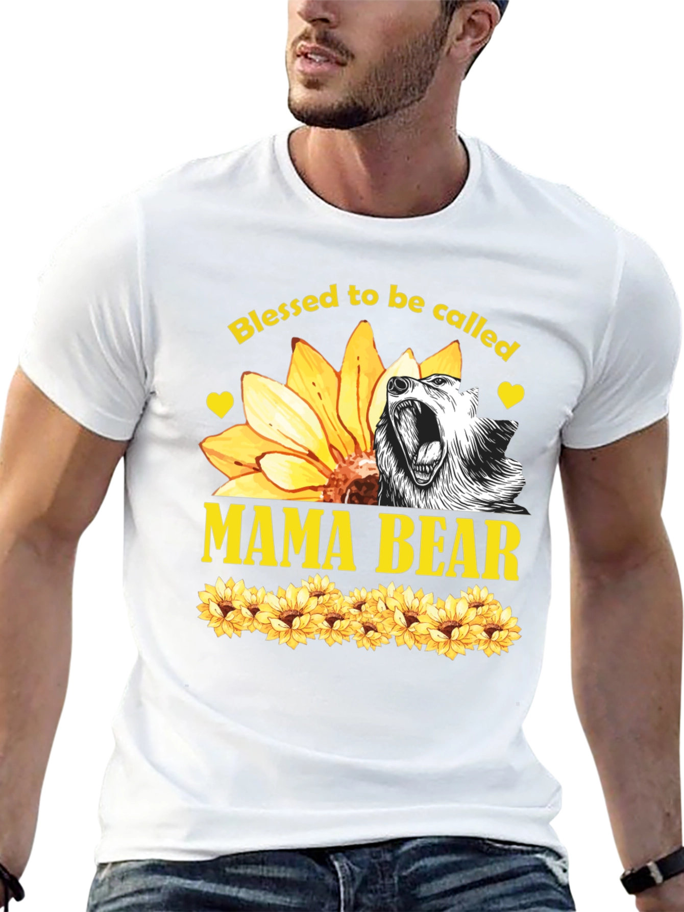 Blessed Mama Bear Sunflower Graphic Tee