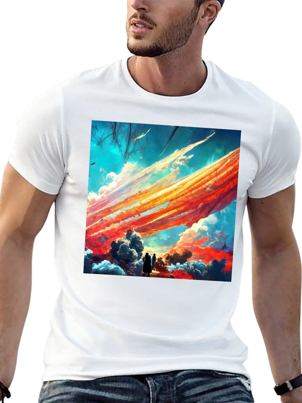 Artistic Sky Scene Black Tee