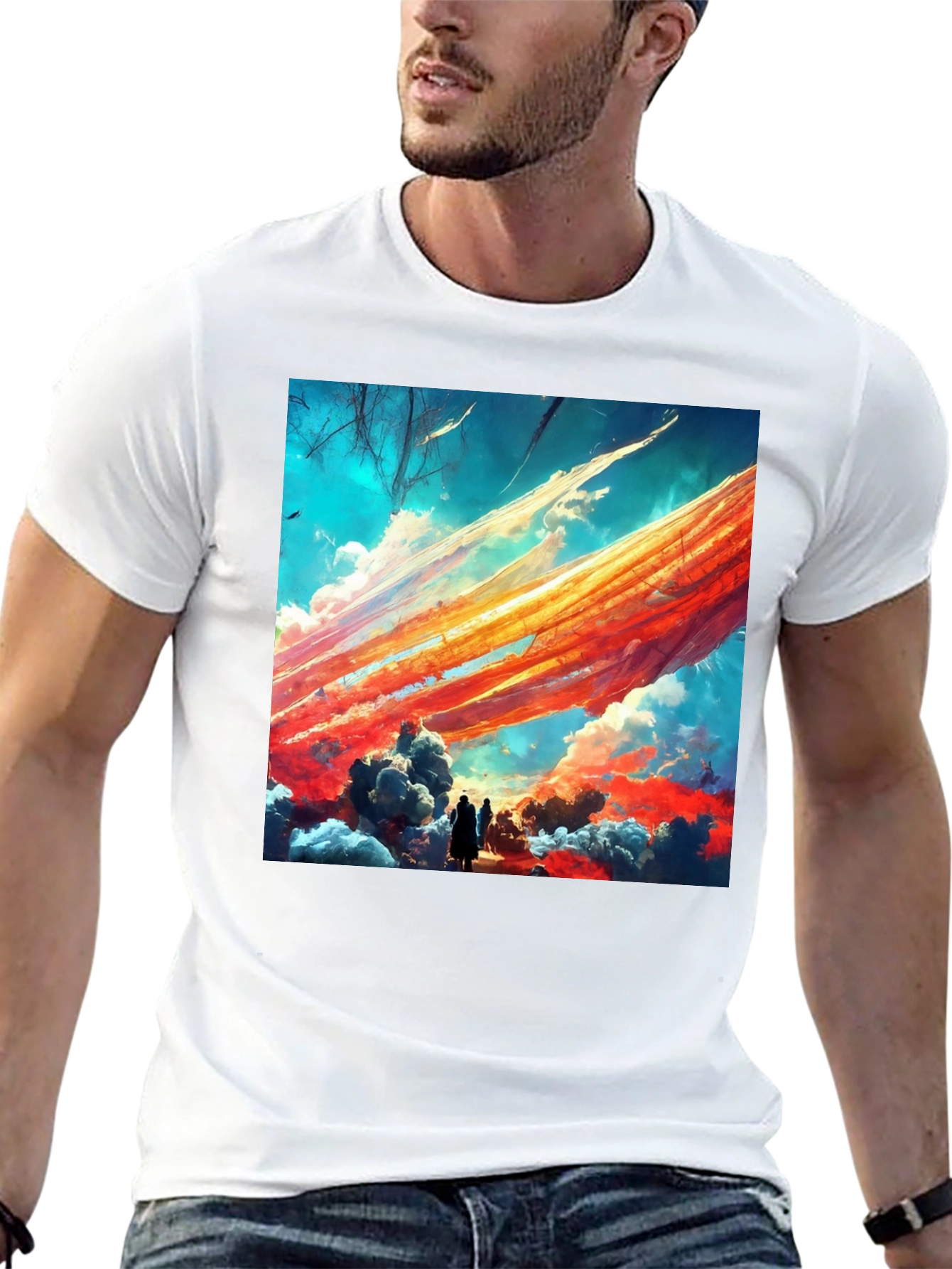 Artistic Sky Scene Black Tee