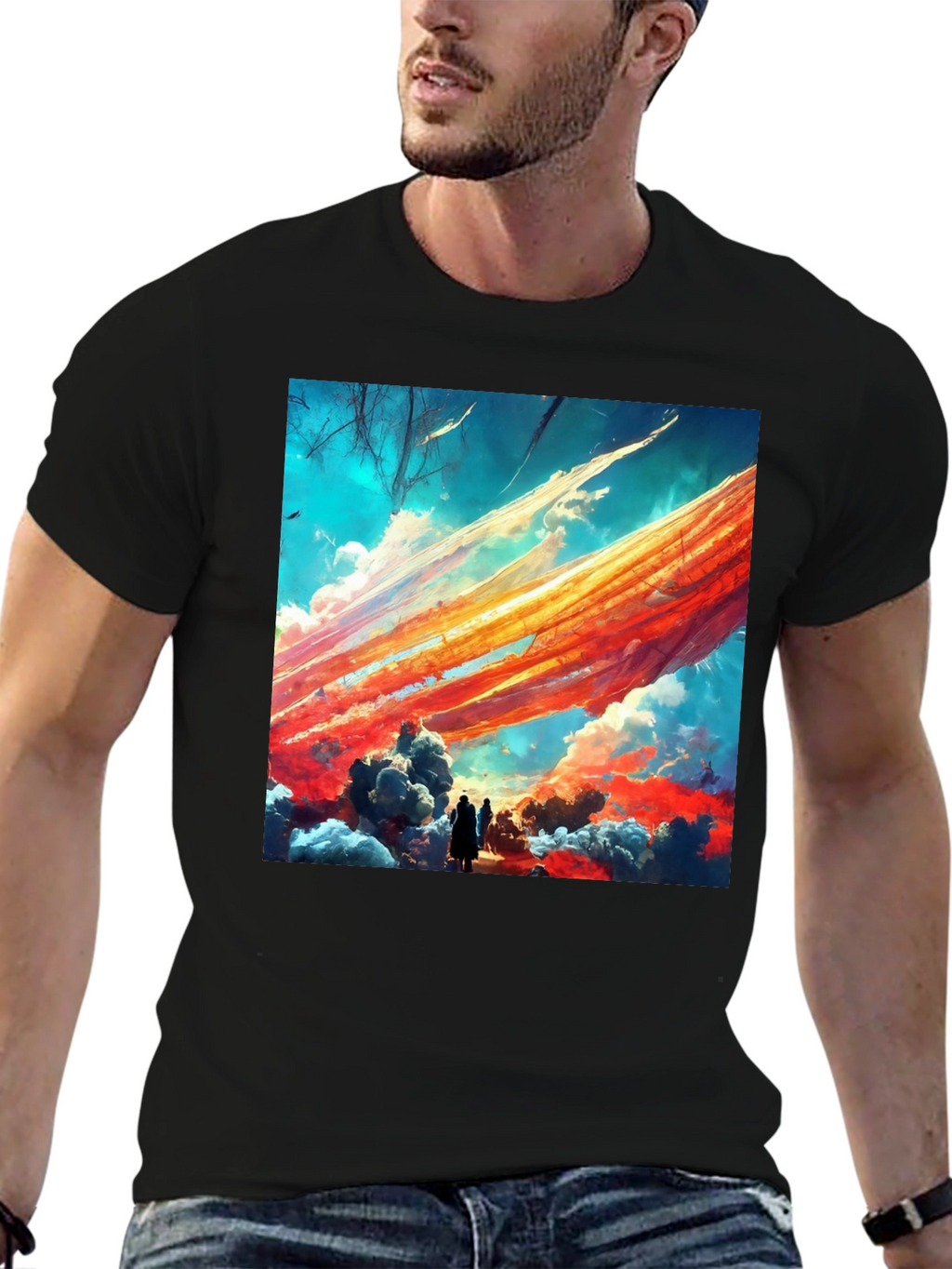 Artistic Sky Scene Black Tee