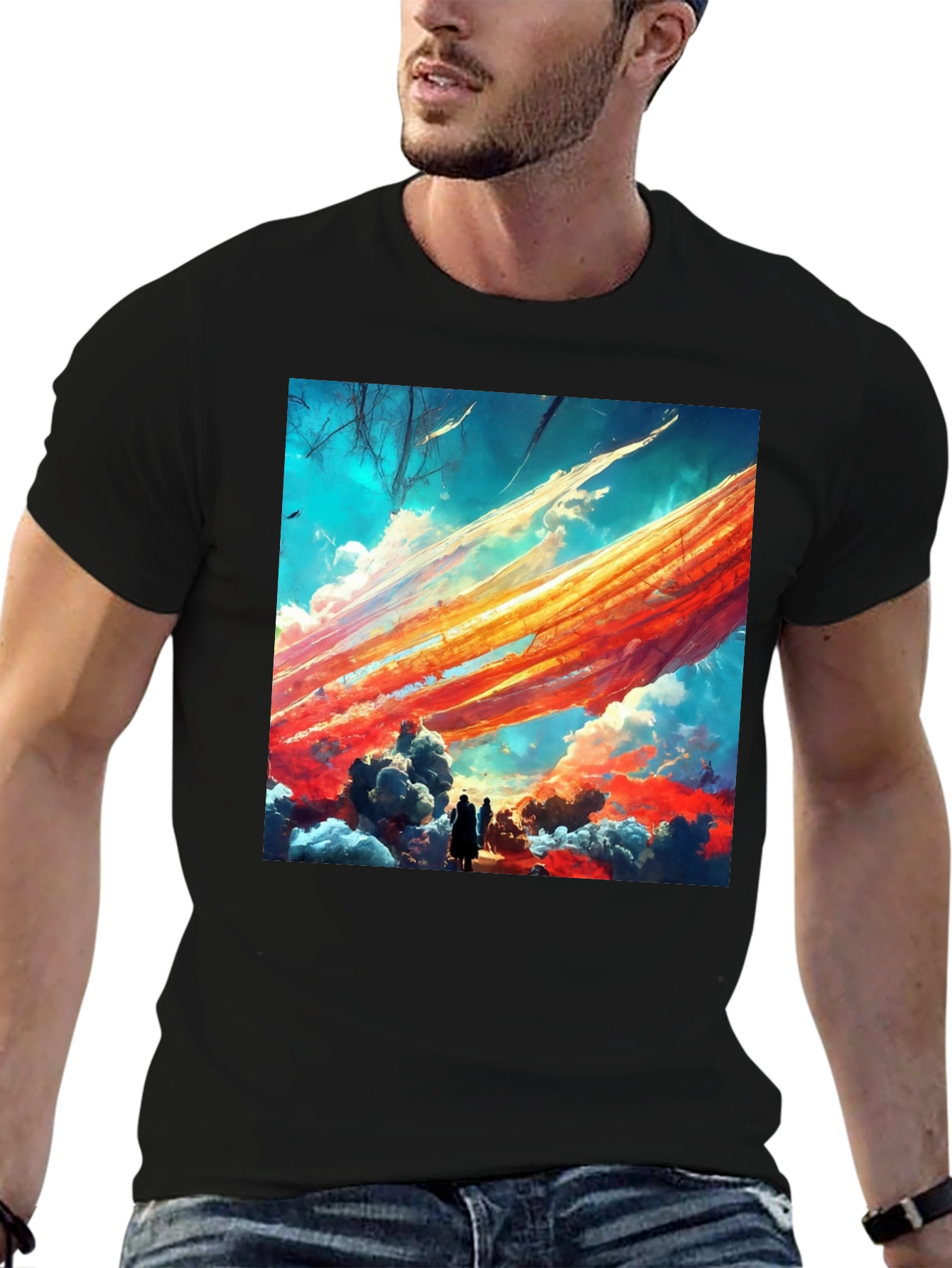 Artistic Sky Scene Black Tee