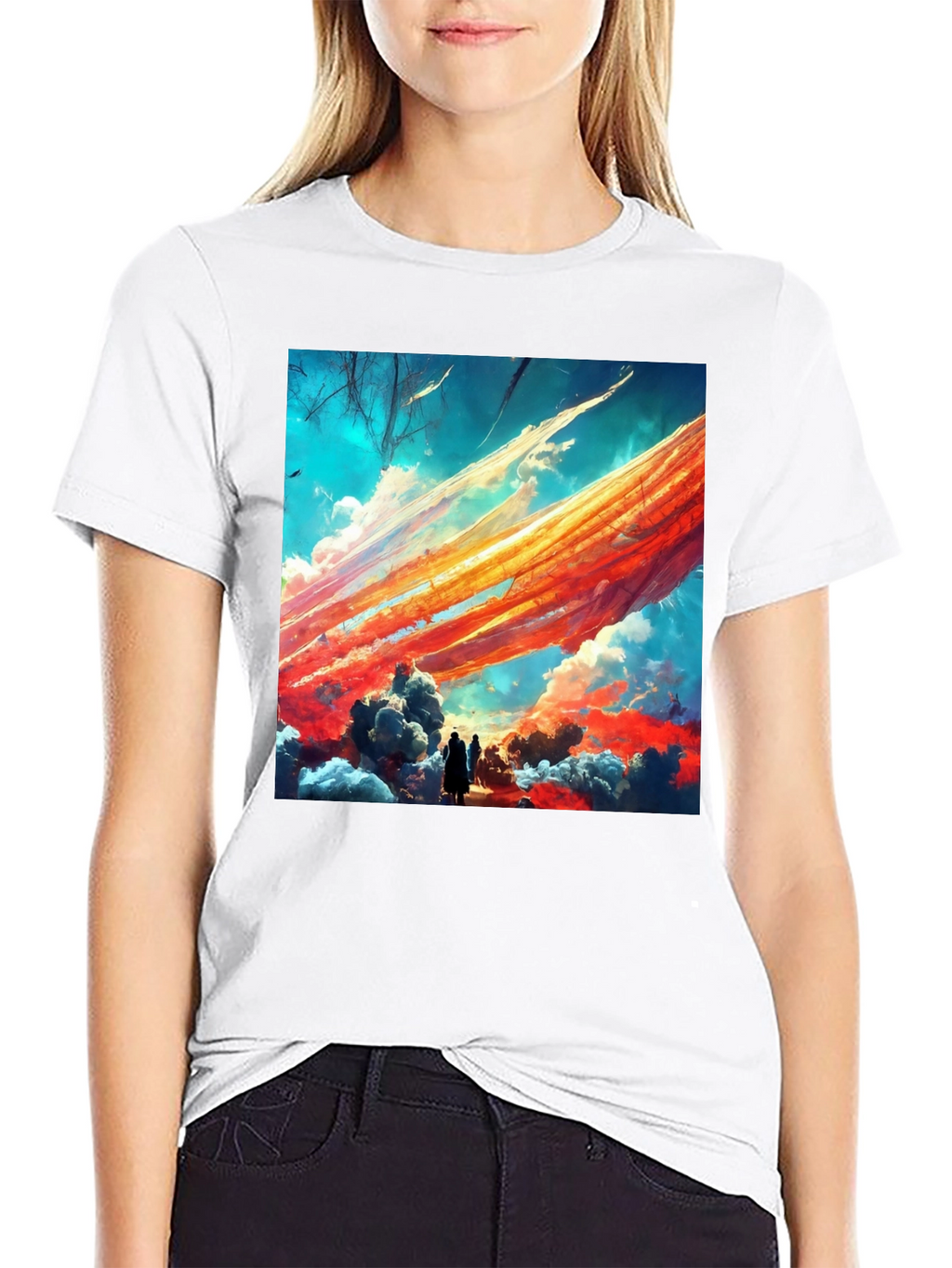 Artistic Sky Scene Black Tee