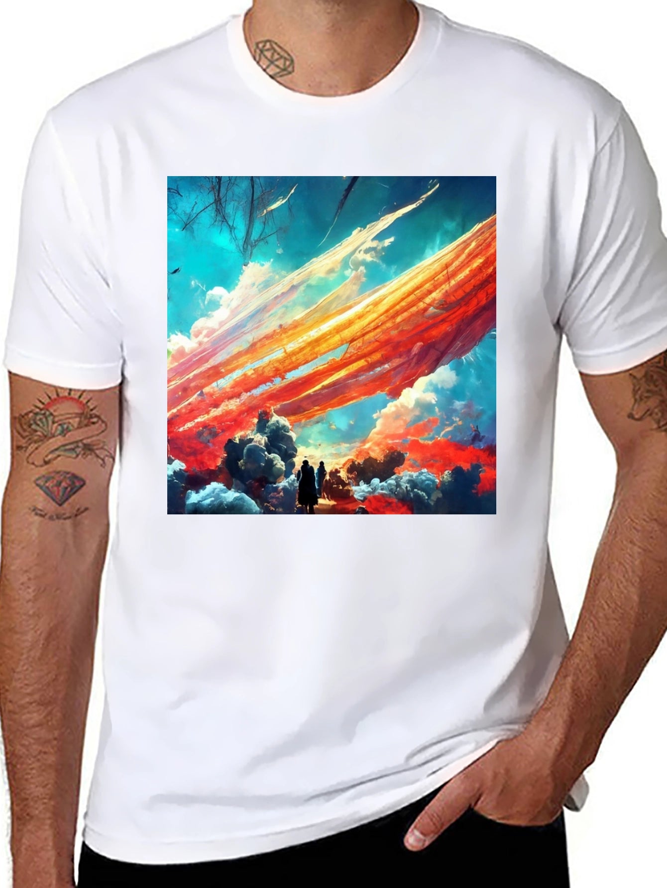 Artistic Sky Scene Black Tee