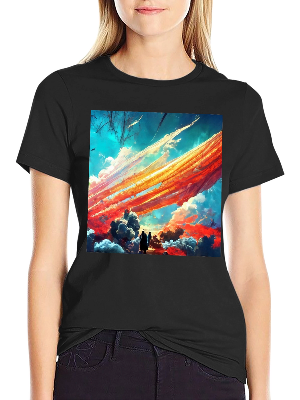 Artistic Sky Scene Black Tee