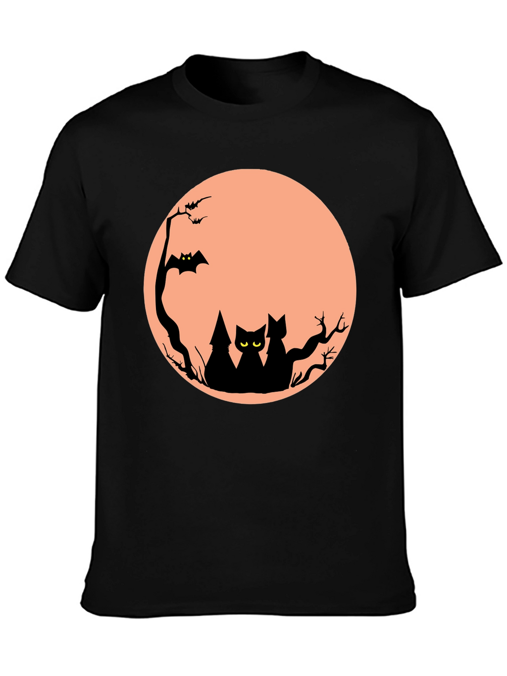 Halloween Cat Moon Graphic T-Shirt