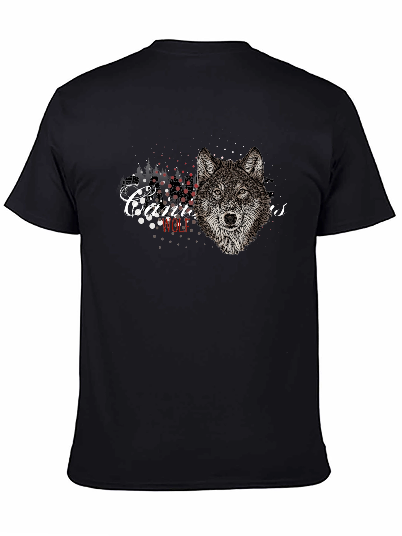Canis Wolf T-Shirt - Graphic Print Black Tee
