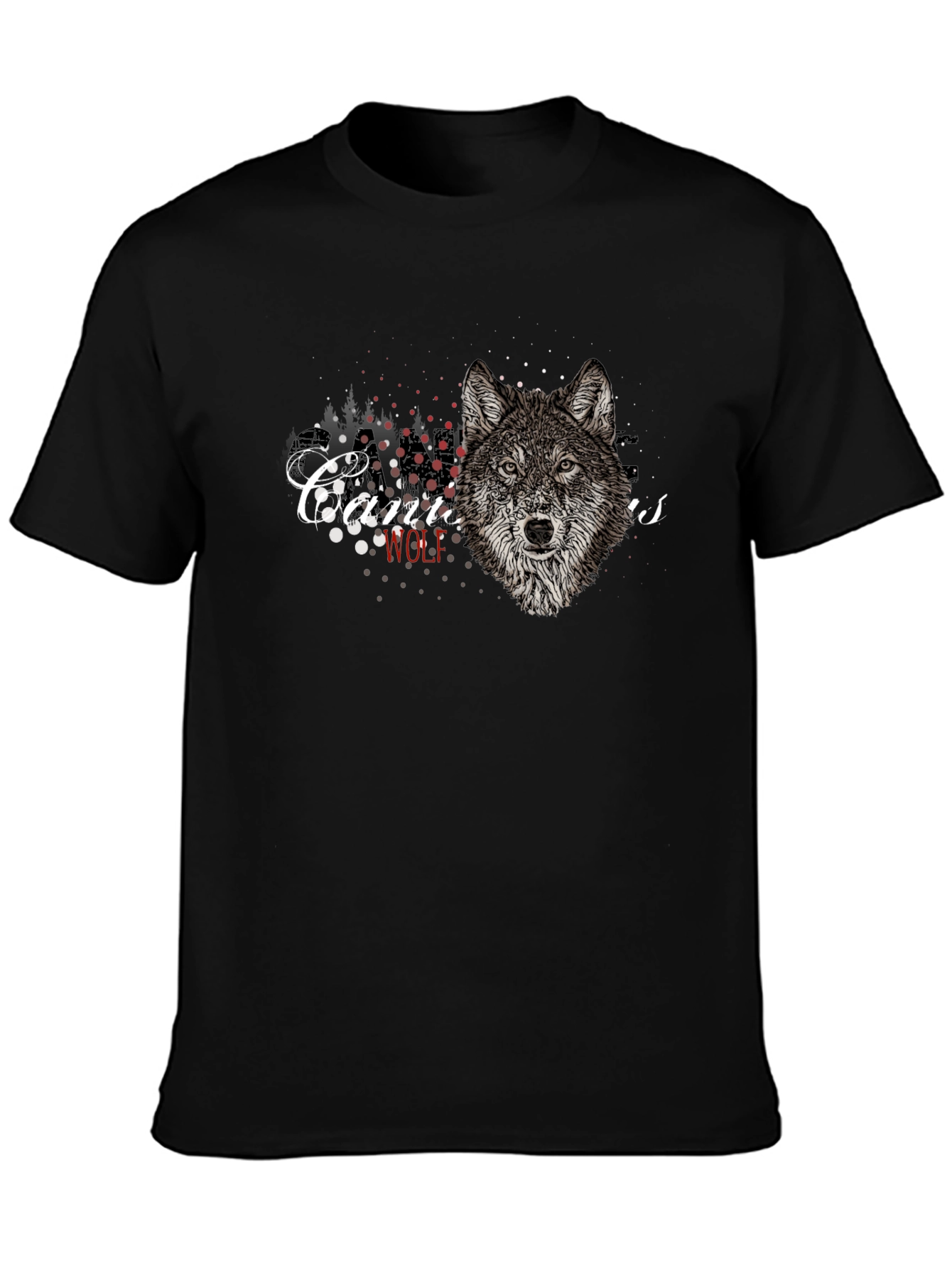 Canis Wolf T-Shirt - Graphic Print Black Tee