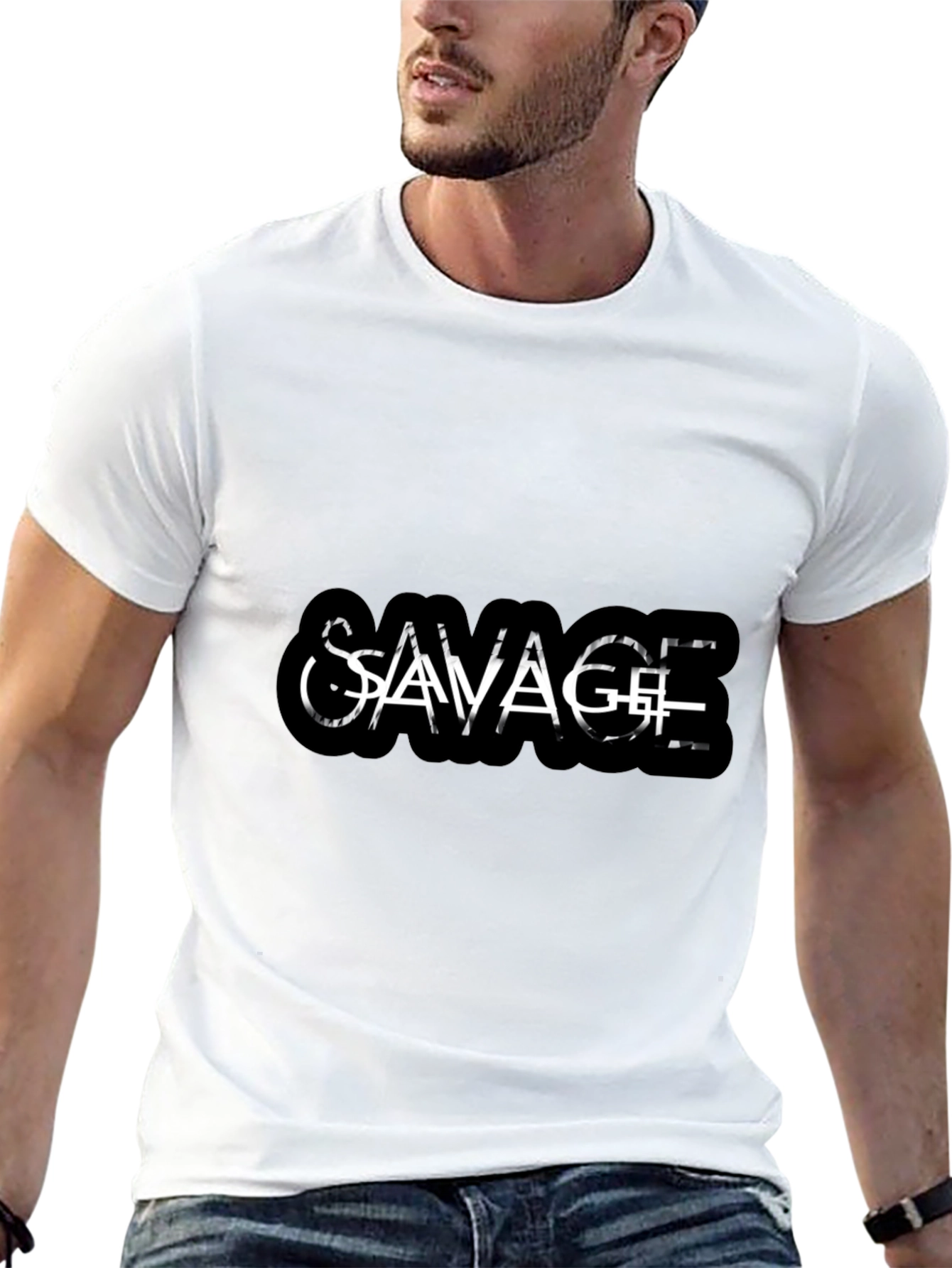 Savage Graphic Tee - Black Cotton Casual Wear