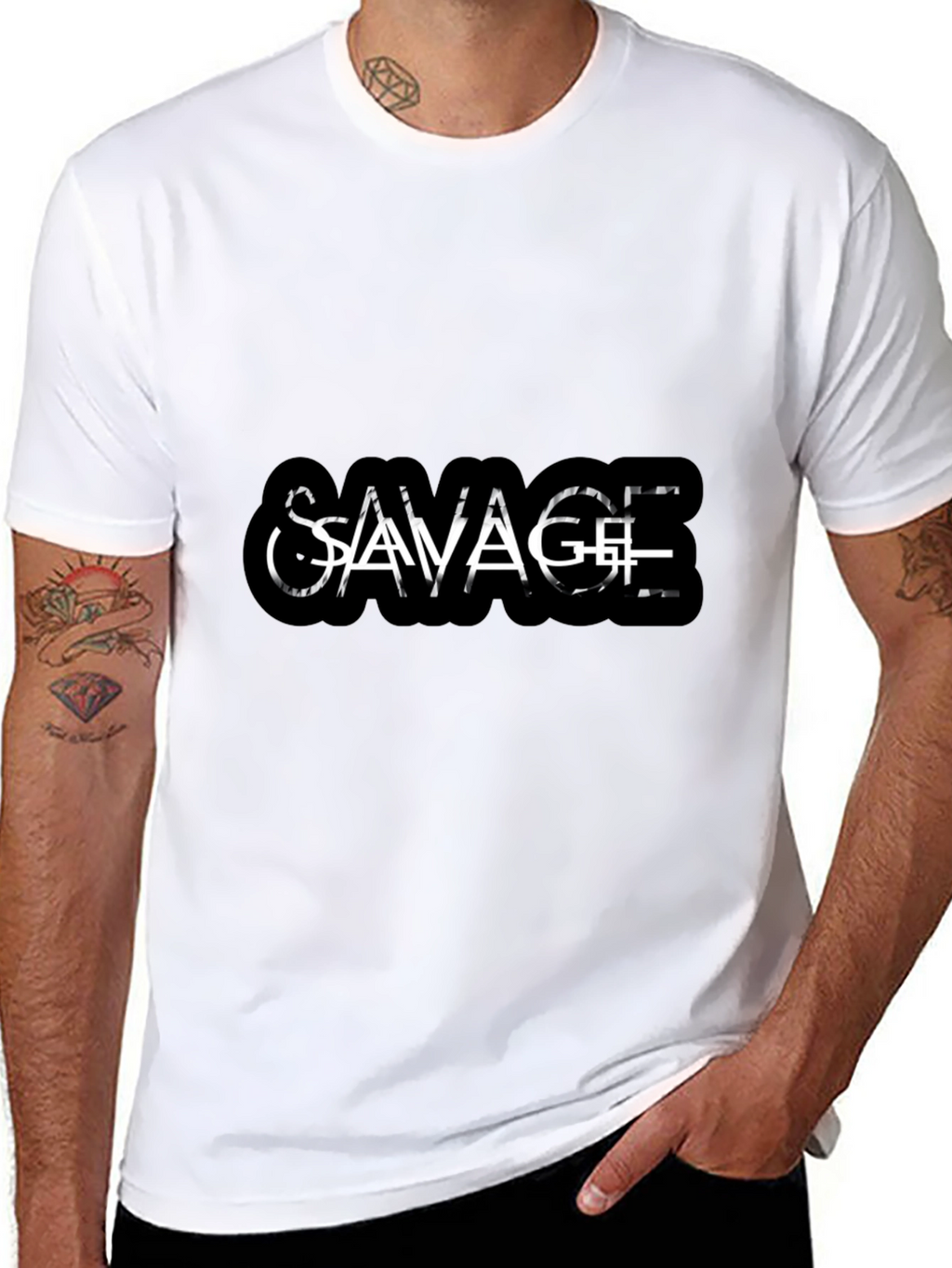 Savage Graphic Tee - Black Cotton Casual Wear
