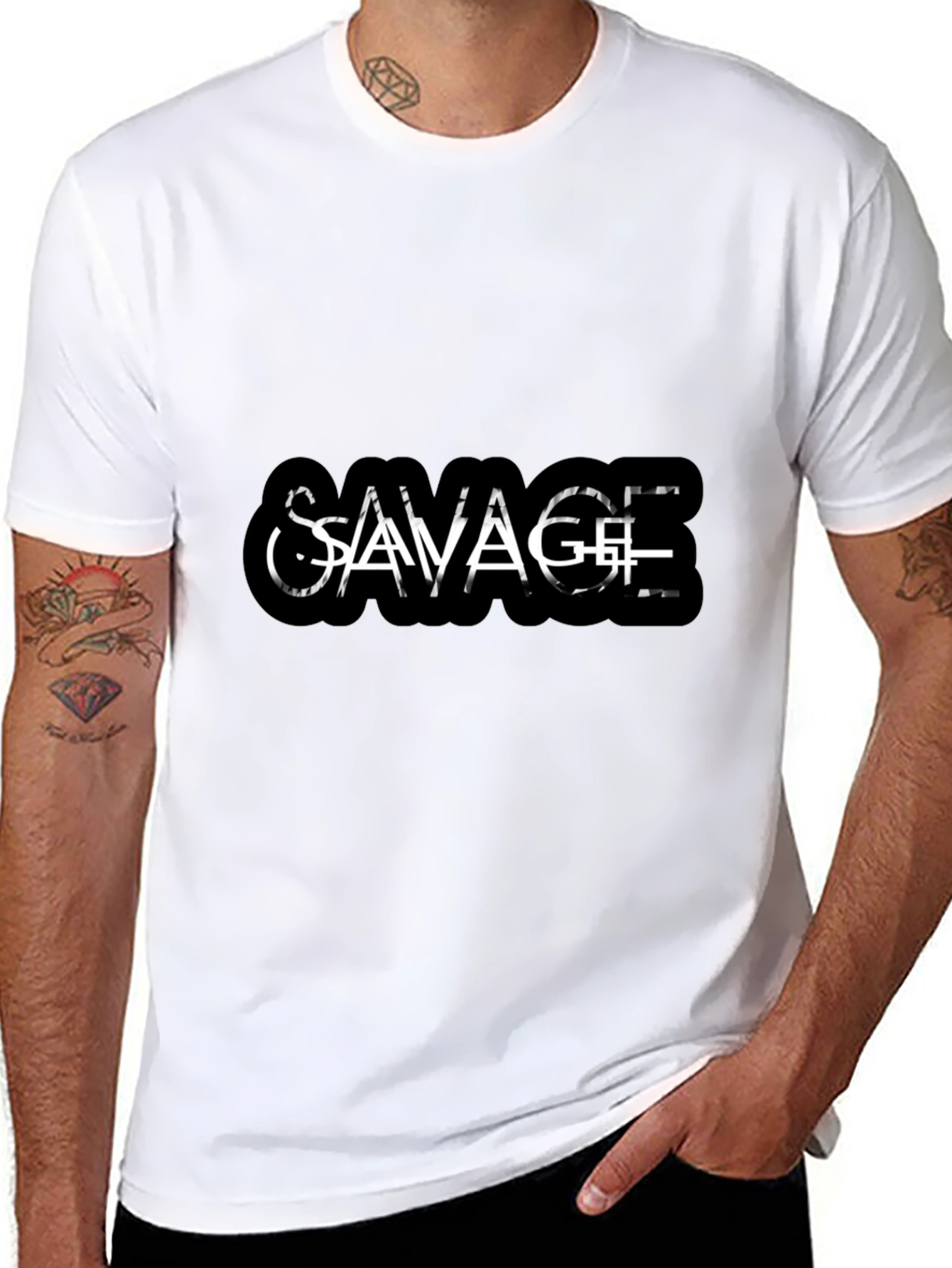 Savage Graphic Tee - Black Cotton Casual Wear