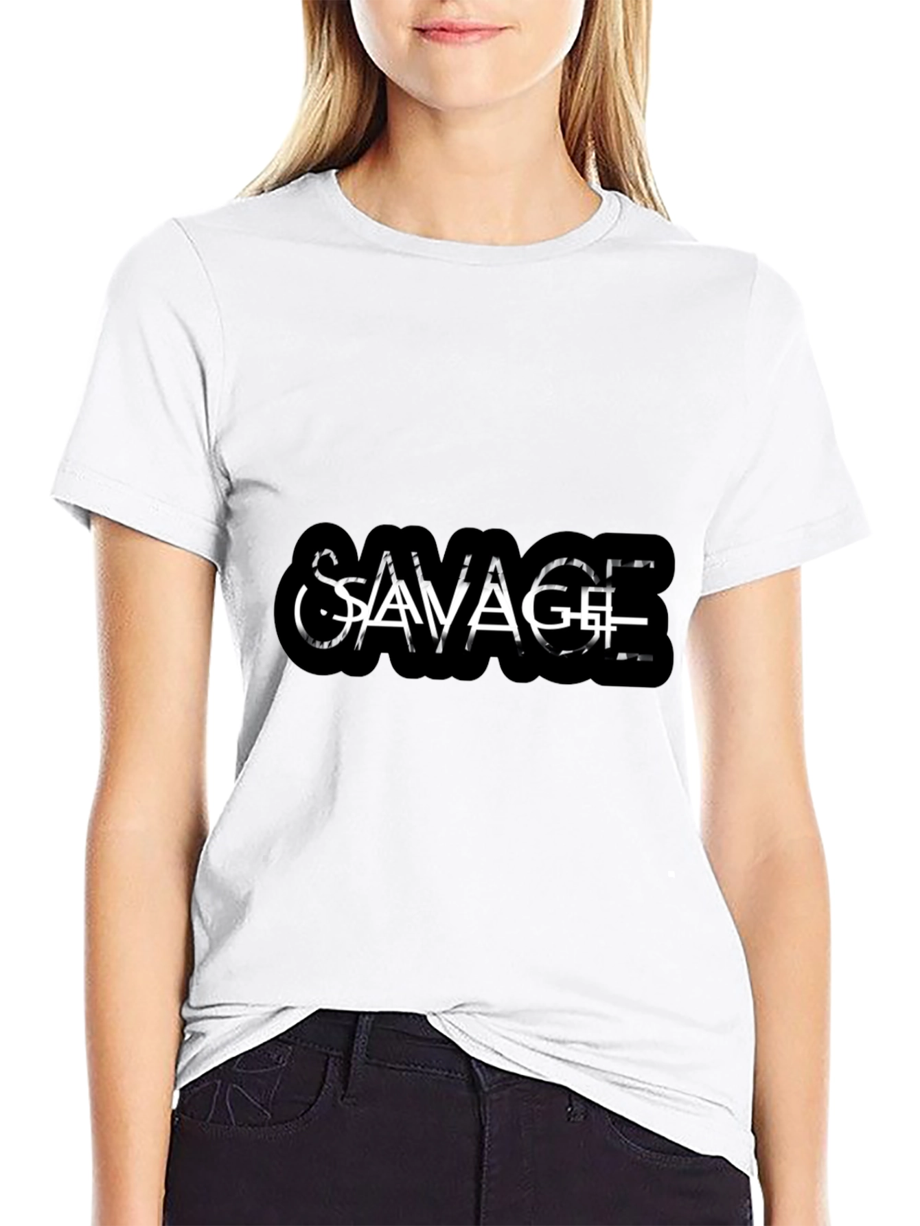 Savage Graphic Tee - Black Cotton Casual Wear