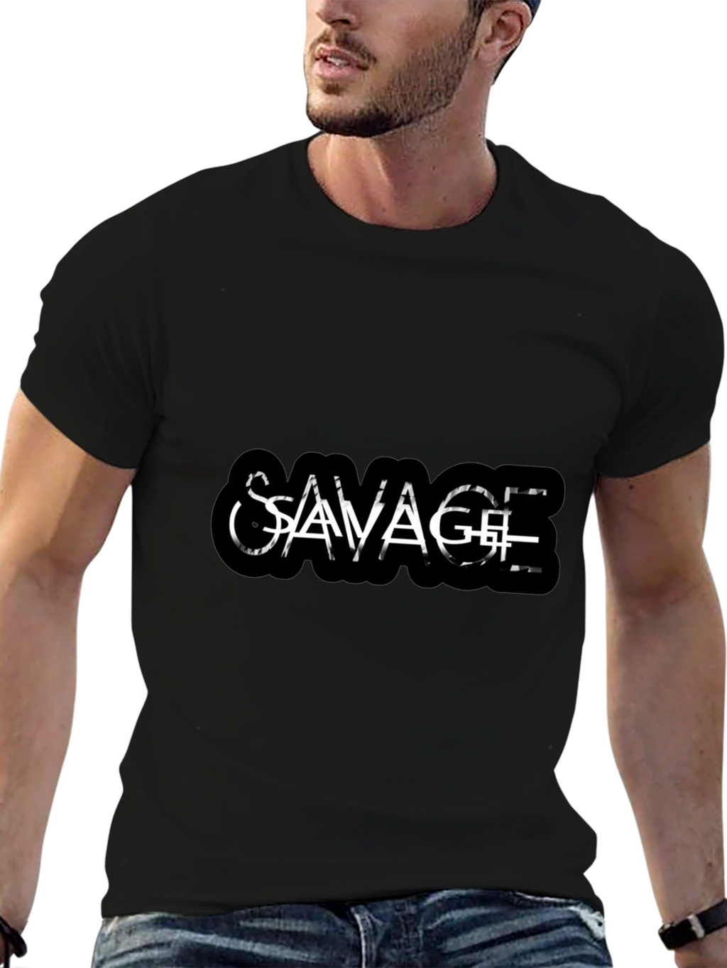 Savage Graphic Tee - Black Cotton Casual Wear