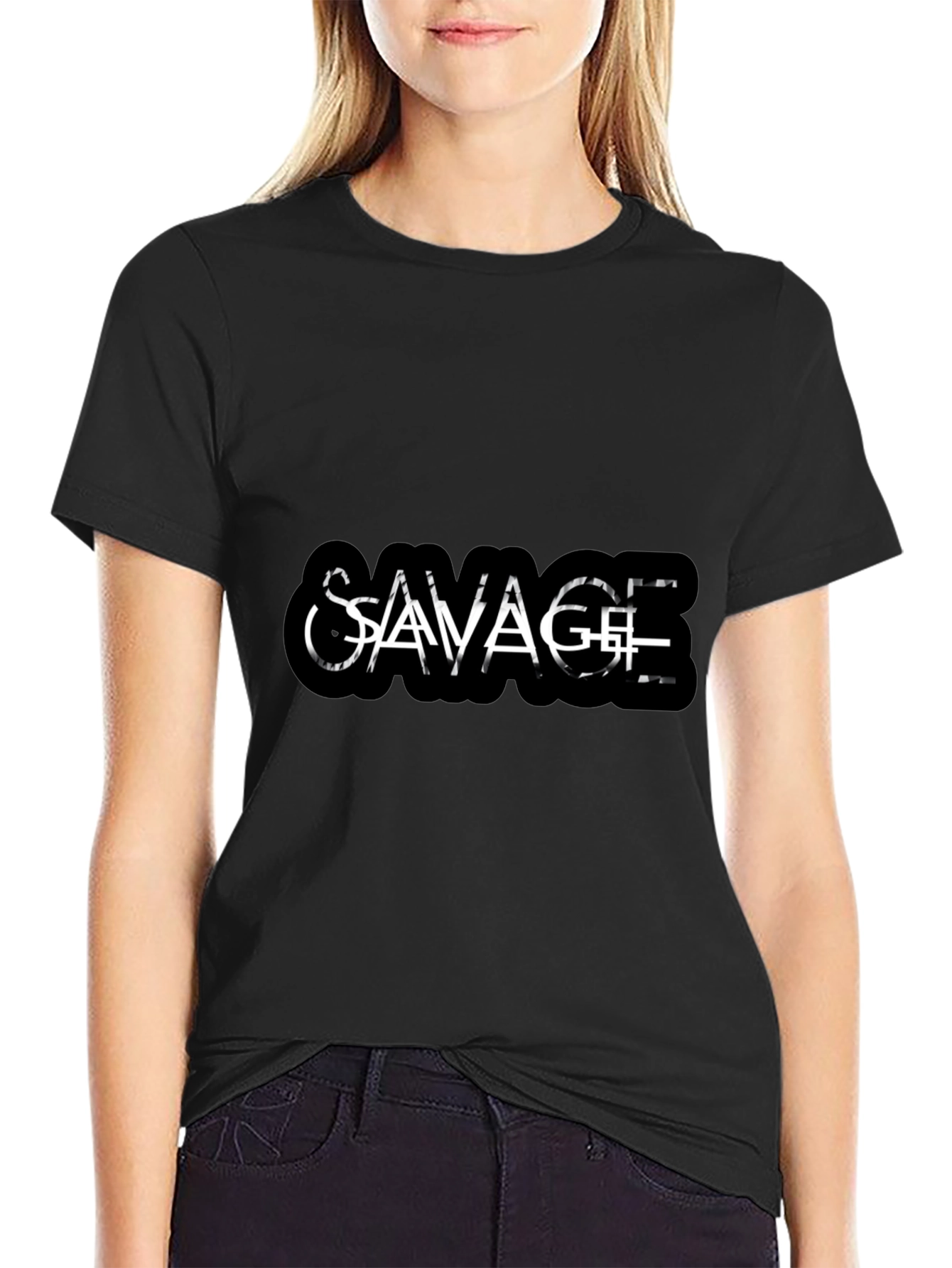Savage Graphic Tee - Black Cotton Casual Wear