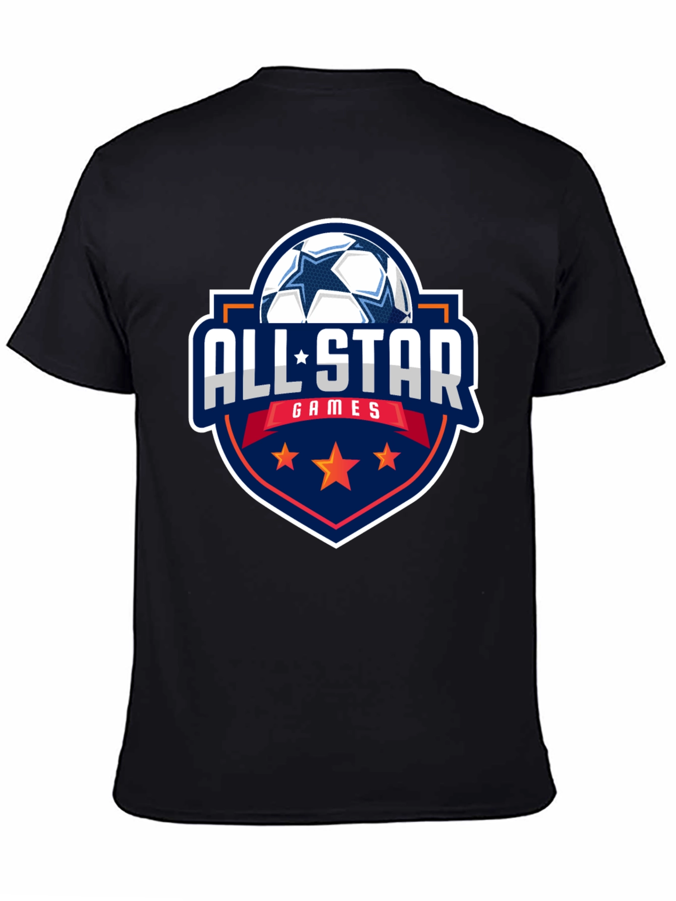 All-Star Games Soccer Graphic Tee - Black Cotton