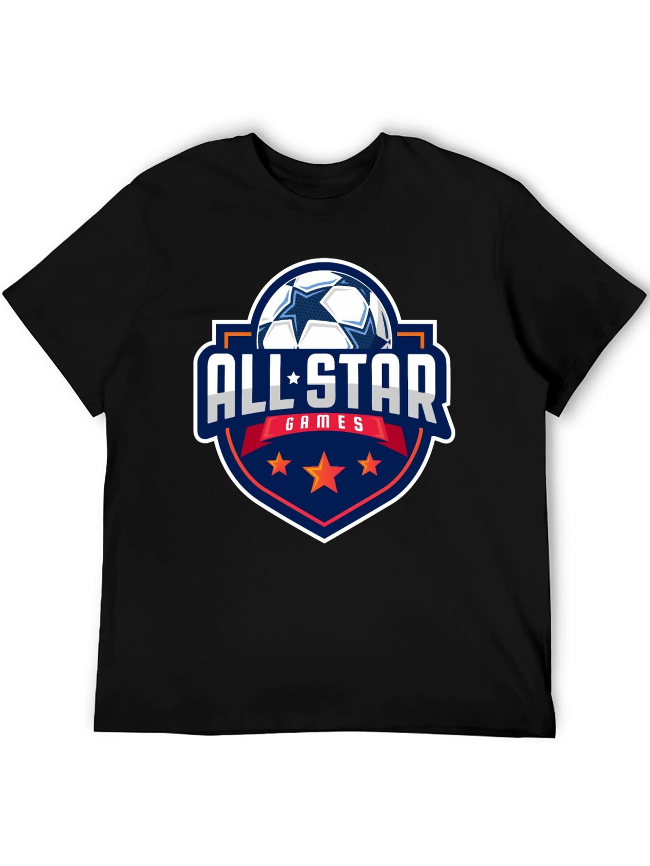 All-Star Games Soccer Graphic Tee - Black Cotton