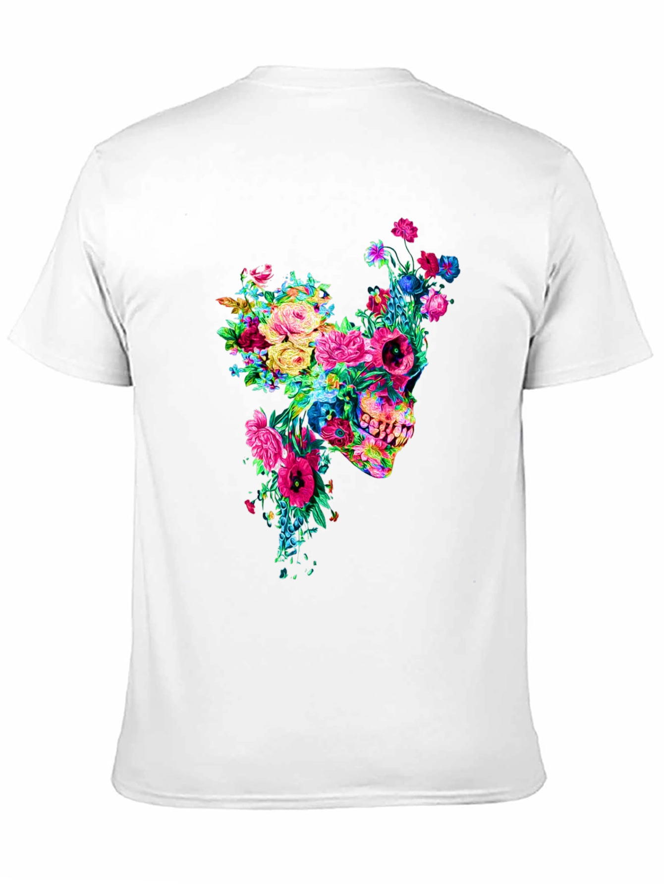 Floral Skull Graphic Tee - Mens Black T-Shirt