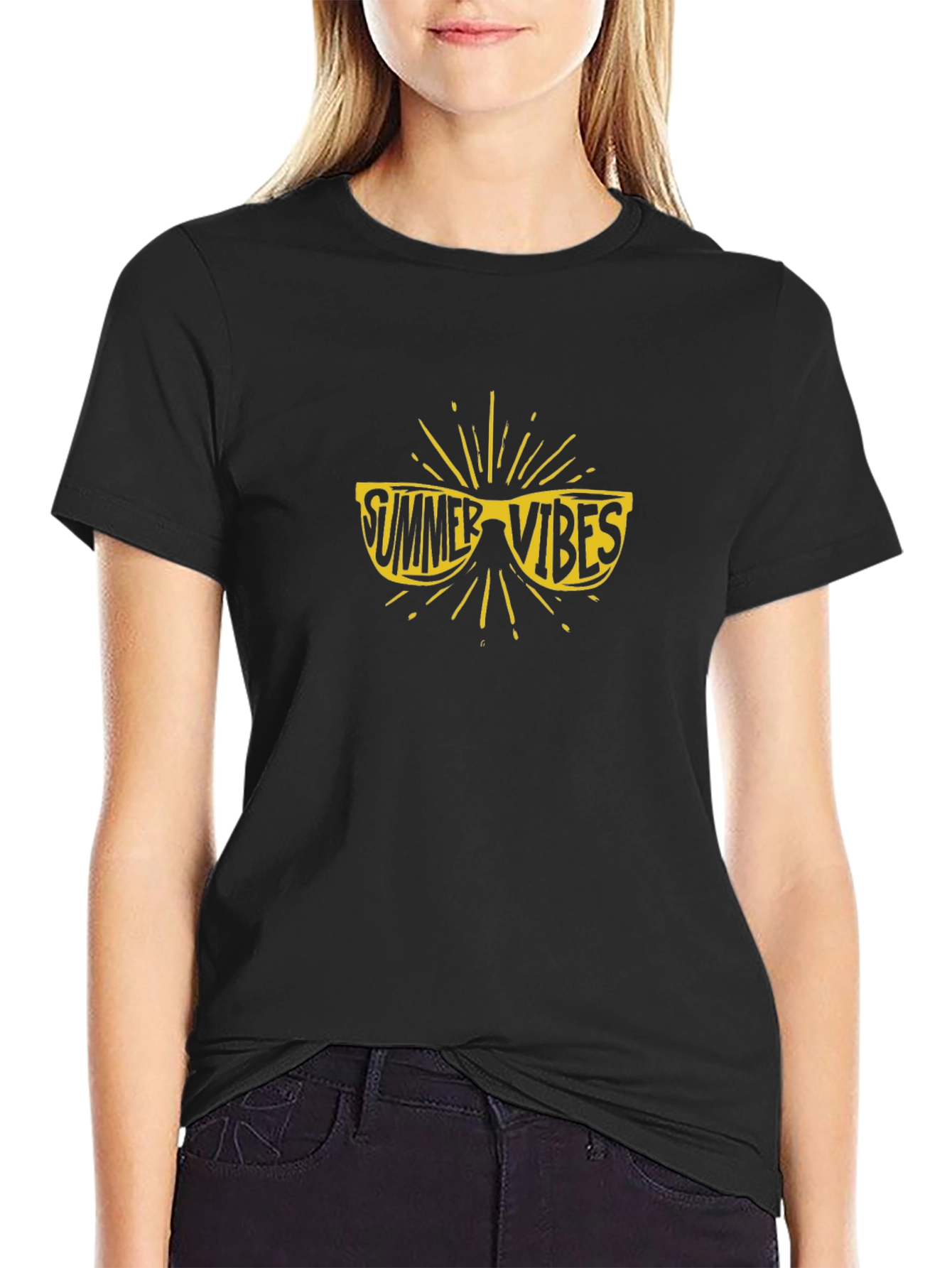 Summer Vibes Graphic Tee - Black Casual T-Shirt