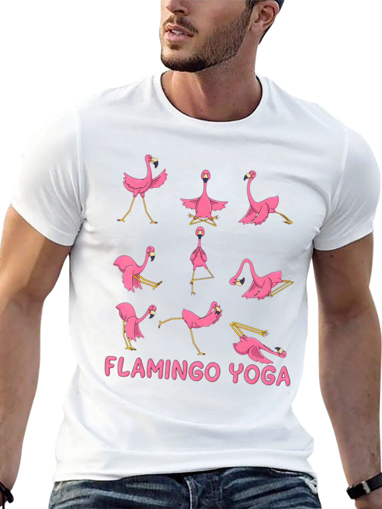 Flamingo Yoga T-Shirt - Mens Black Tee
