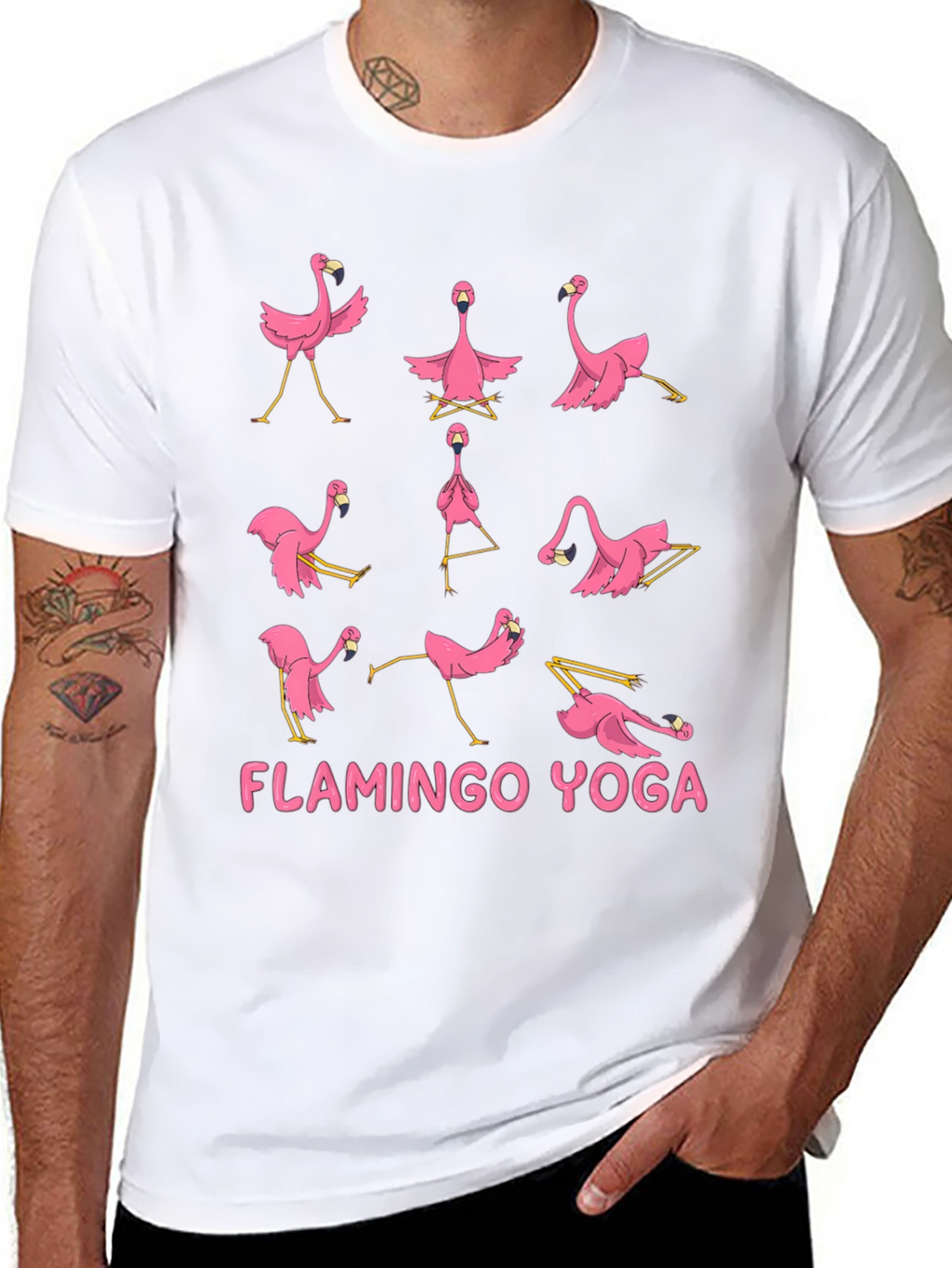 Flamingo Yoga T-Shirt - Mens Black Tee