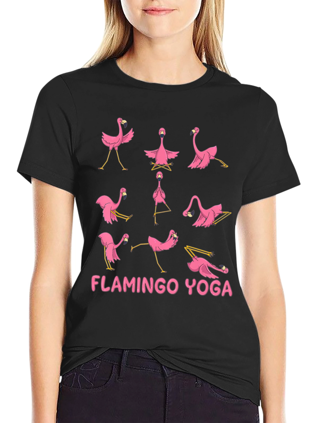Flamingo Yoga T-Shirt - Mens Black Tee