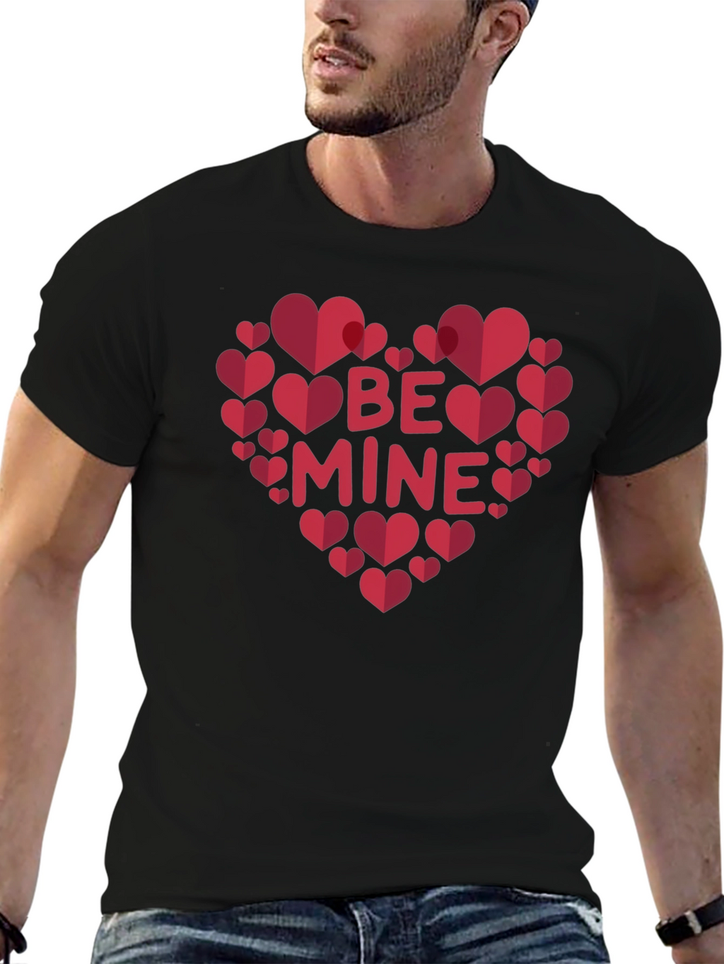 Be Mine Heart Valentines Day Graphic T-Shirt
