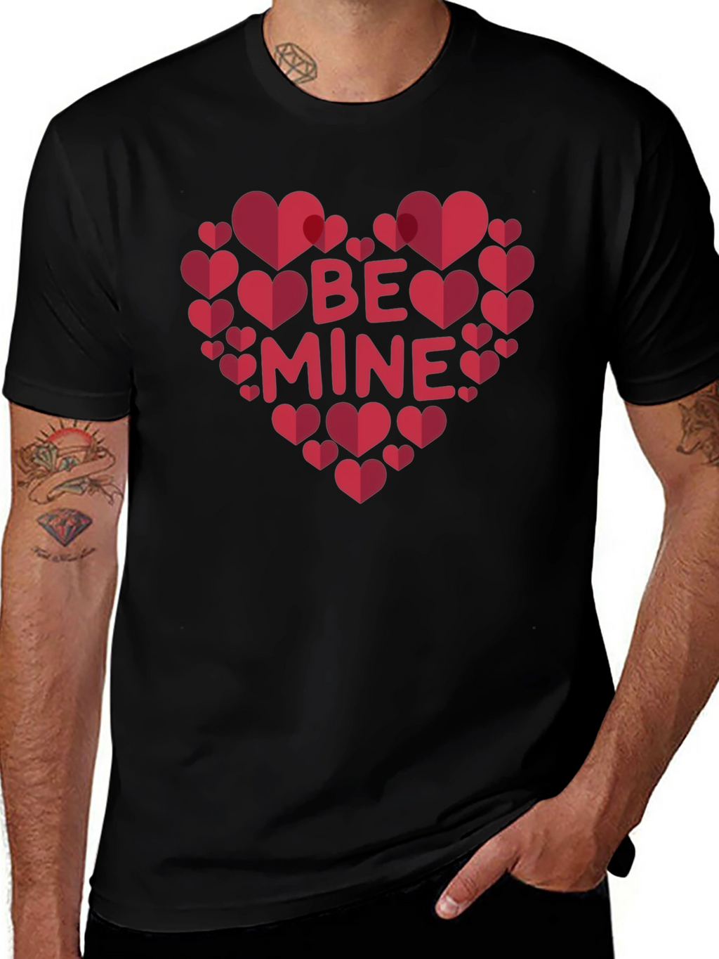 Be Mine Heart Valentines Day Graphic T-Shirt