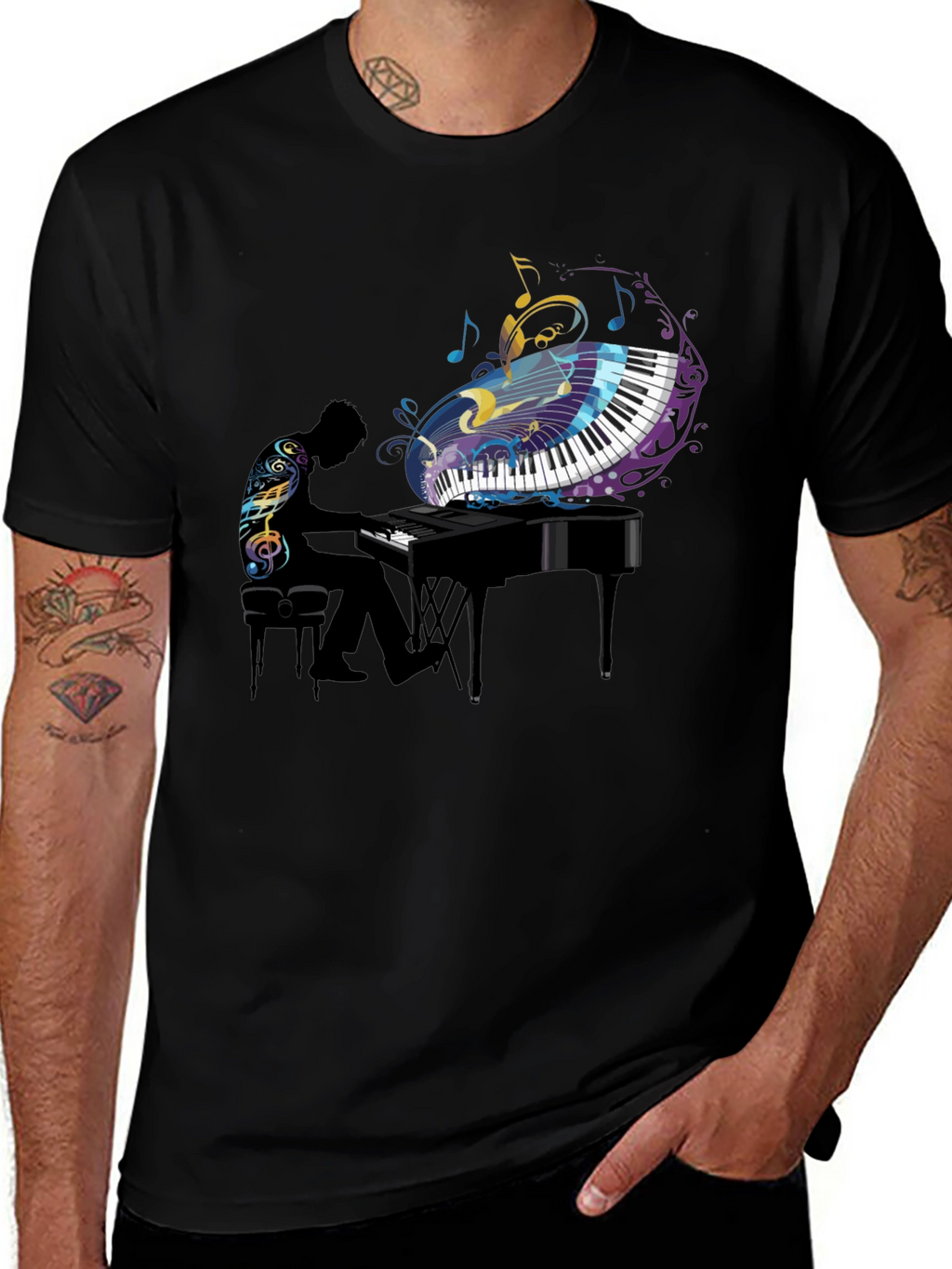 Piano Player Graphic Tee - Stylish Music Lover Shirt
