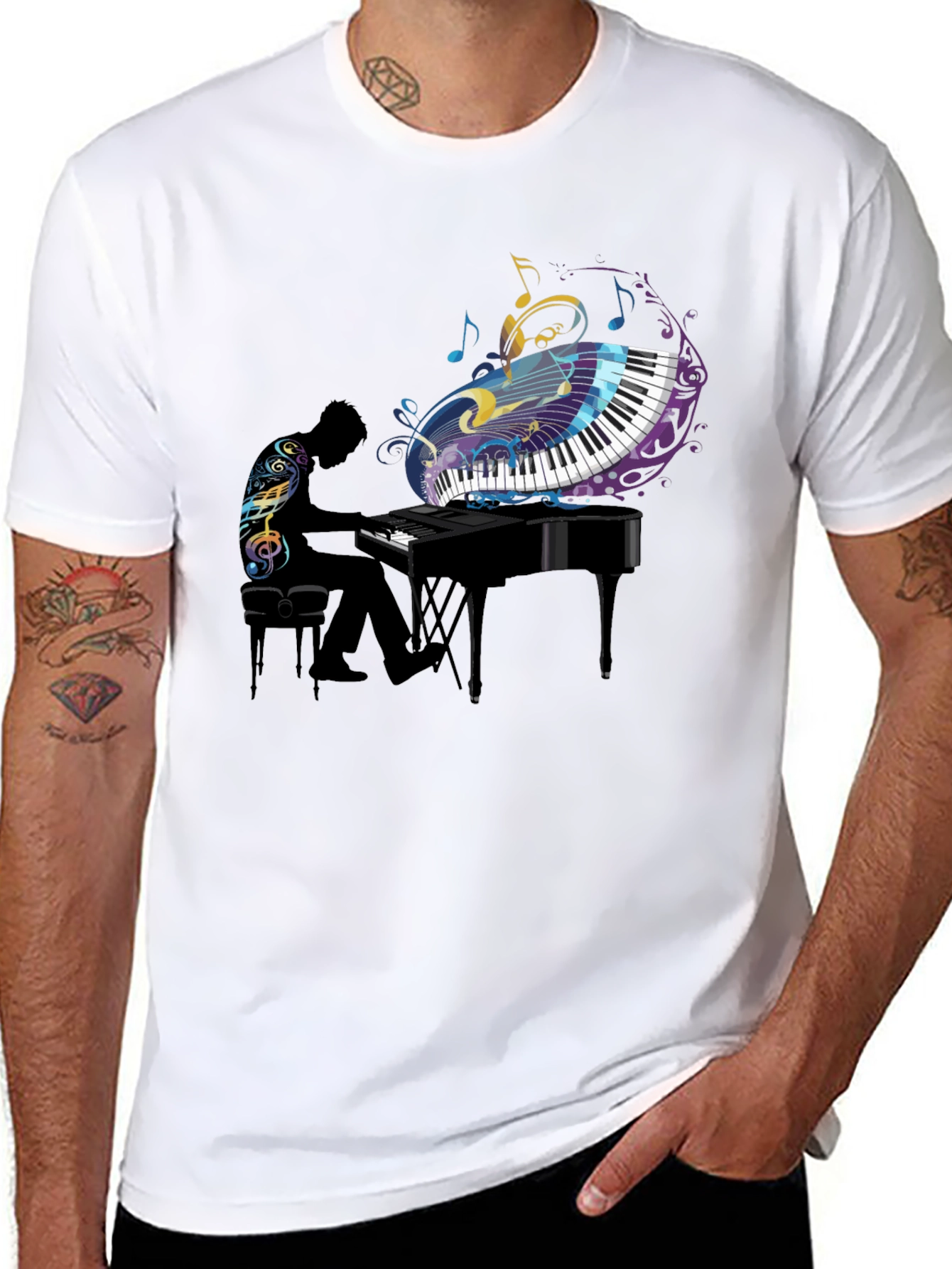 Piano Player Graphic Tee - Stylish Music Lover Shirt