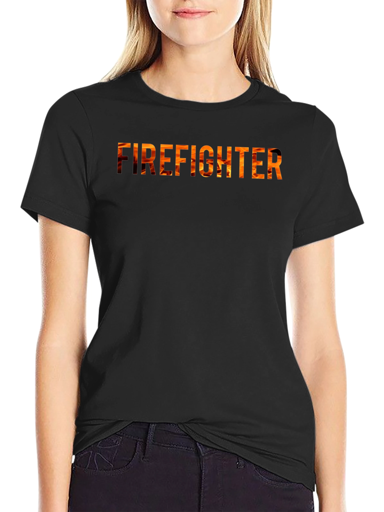 Firefighter Flame Graphic Tee - Black