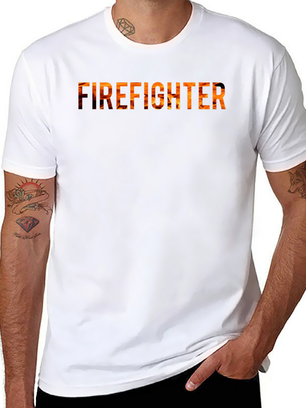 Firefighter Flame Graphic Tee - Black